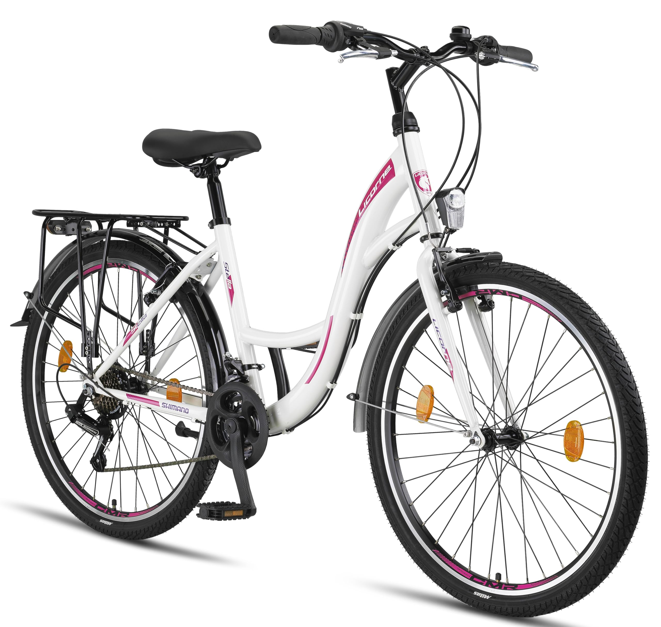 Licorne Bike Stella Premium City Bike 20,24,26 und 28 Zoll Fahrrad f&uuml;r M&auml;dchen Herren und Damen 21 Gang (6 Gang bei 20 Zoll) Holland Citybike Farbe:Weiss;Zoll:26 - Bild 1