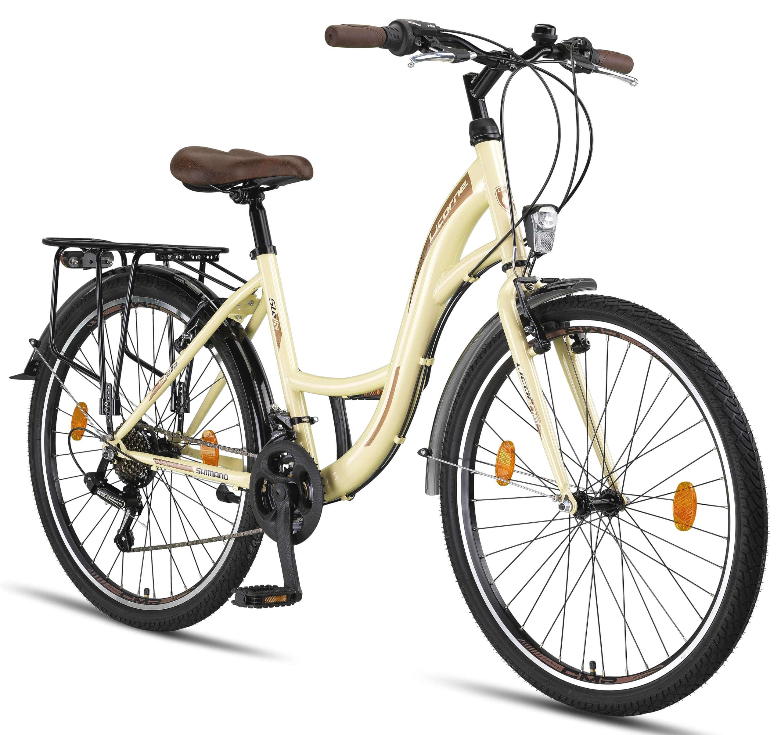 Licorne Bike Stella Premium City Bike 20,24,26 und 28 Zoll Fahrrad f&uuml;r M&auml;dchen Herren und Damen 21 Gang (6 Gang bei 20 Zoll) Holland Citybike Zoll:26;Farbe:Beige - Bild 1