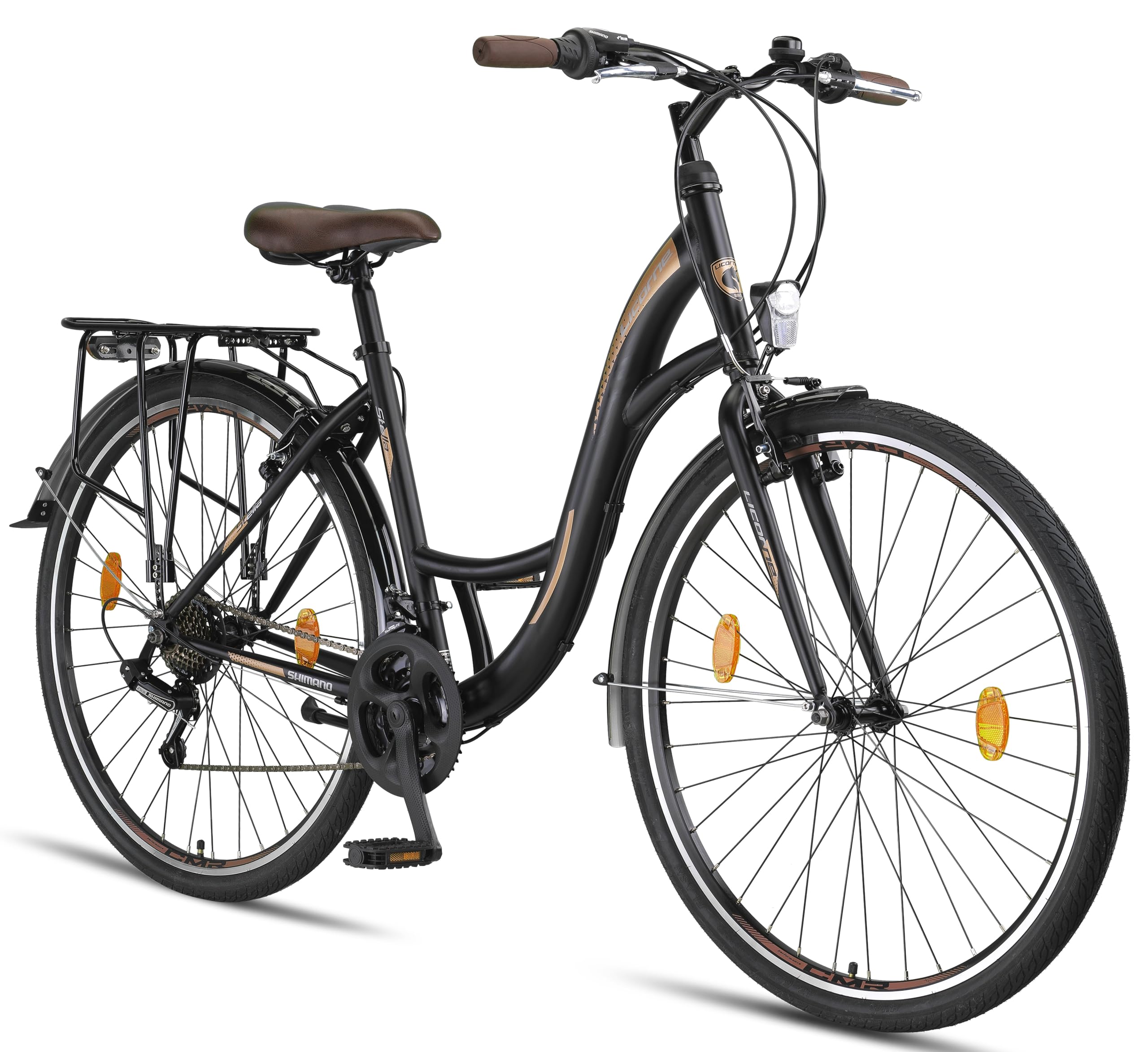 Licorne Bike Stella Premium City Bike 20,24,26 und 28 Zoll Fahrrad f&uuml;r M&auml;dchen Herren und Damen 21 Gang (6 Gang bei 20 Zoll) Holland Citybike Farbe:Schwarz;Zoll:28 - Bild 1