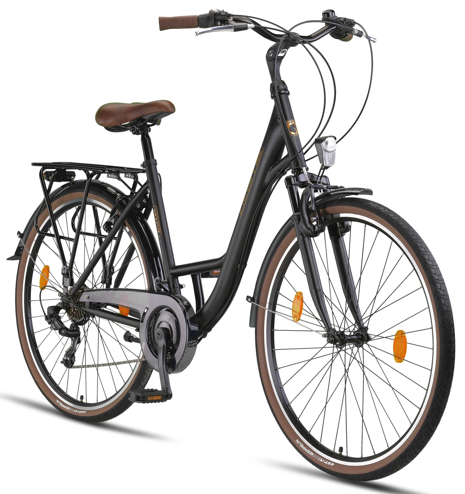 Licorne Bike Violetta Premium City Bike in 28 Zoll - Fahrrad für Mädchen, Jungen, Herren und Damen - Shimano 21 Gang-Schaltung - Hollandfahrrad Farbe:Antrasit;Zoll:28.00
