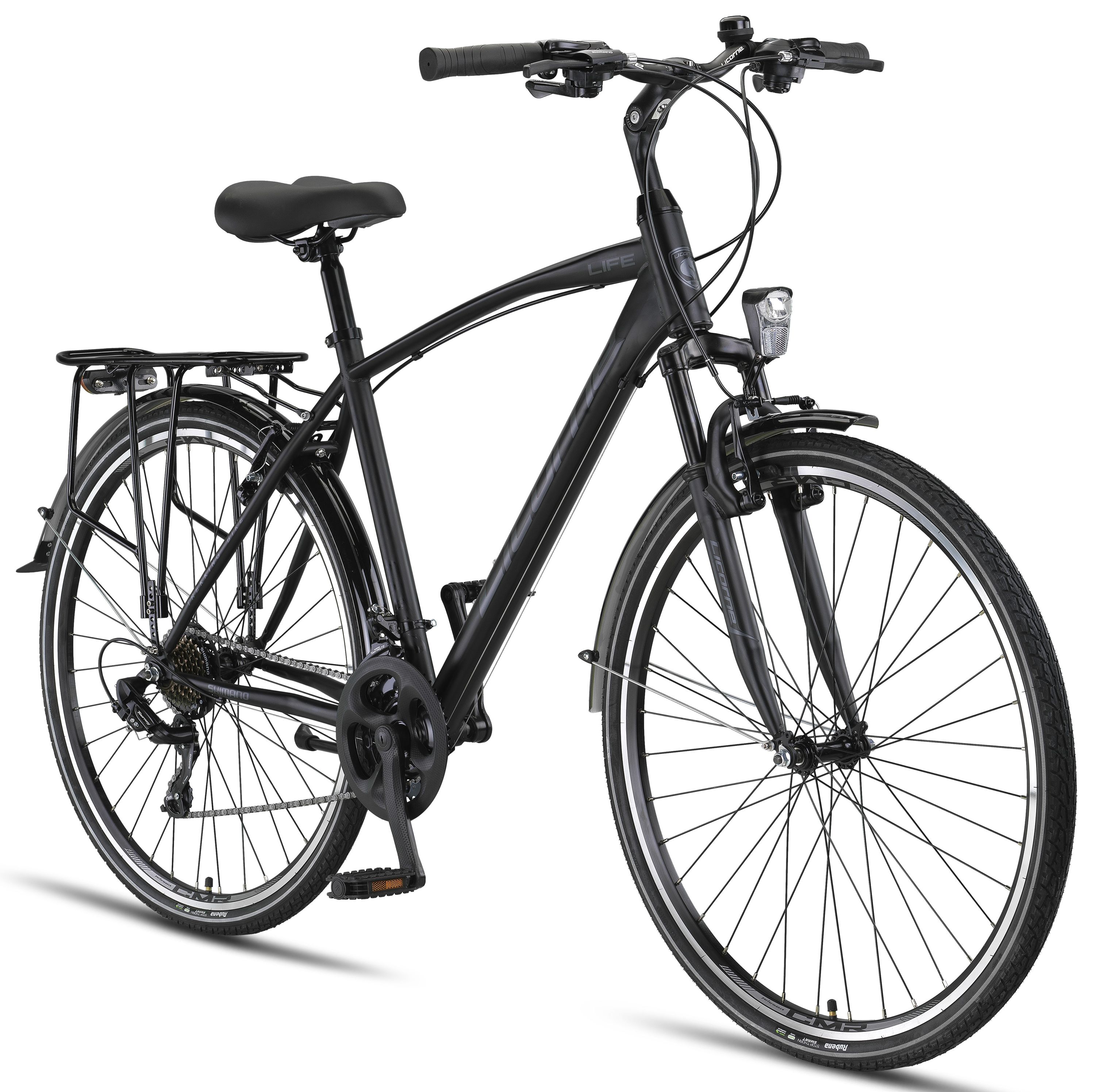 Licorne Bike Life M-V-ATB  Premium Trekking Bike in 28 Zoll - Fahrrad f&uuml;r Herren, Jungen, Damen und Herren - Shimano 21 Gang-Schaltung - Herren Citybike - M&auml;nnerfahrrad. Zoll:28.00;Farbe:Schwarz/Grau - Bild 1