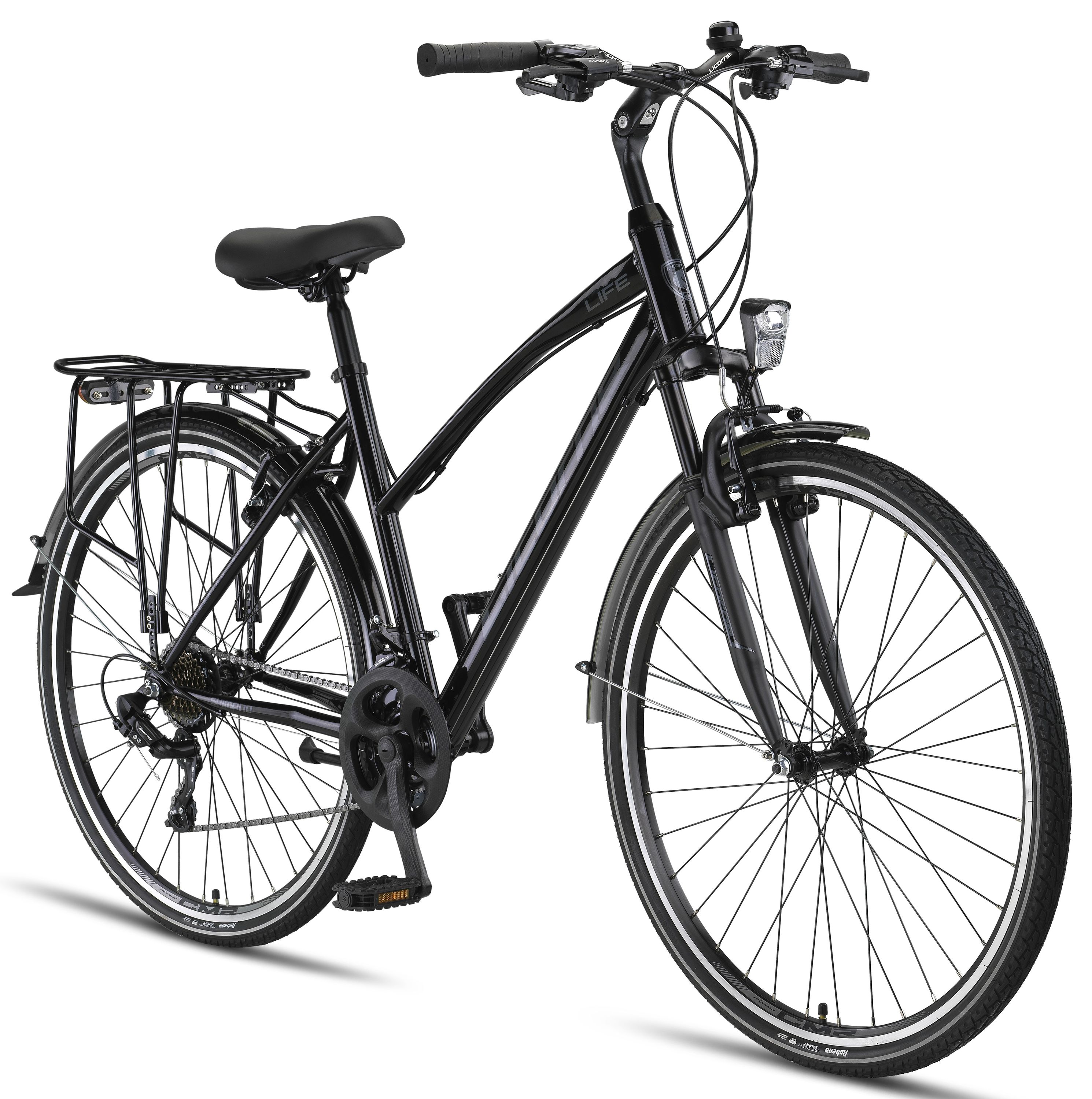 Licorne Bike L-V-ATB  Premium Trekking Bike in 28 Zoll - Fahrrad f&uuml;r Herren, Jungen, M&auml;dchen und Damen - Shimano 21 Gang-Schaltung - Citybike - M&auml;nnerfahrrad  Zoll:28.00;Farbe:Schwarz/Grau - Bild 1