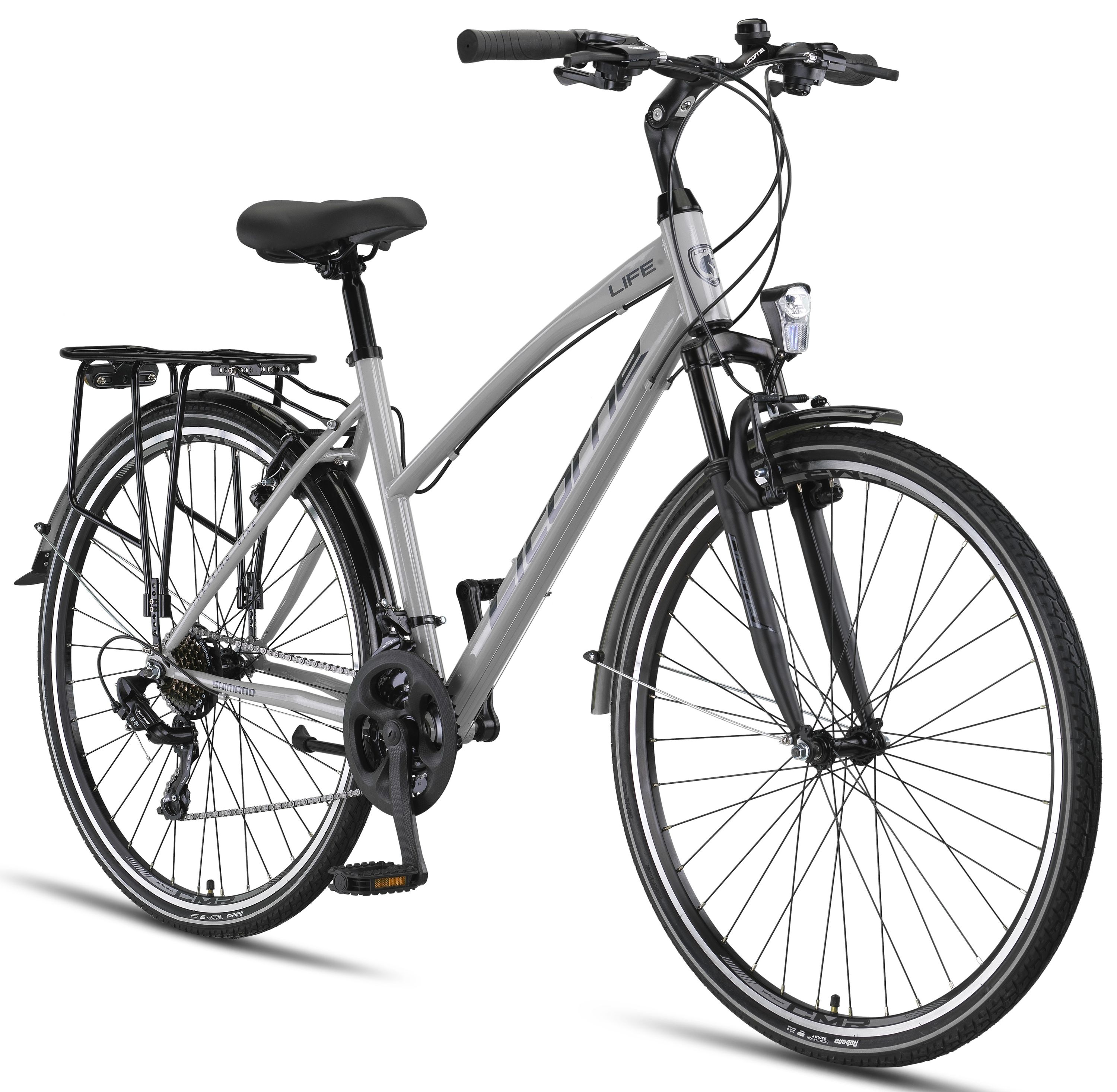 Licorne Bike L-V-ATB  Premium Trekking Bike in 28 Zoll - Fahrrad f&uuml;r Herren, Jungen, M&auml;dchen und Damen - Shimano 21 Gang-Schaltung - Citybike - M&auml;nnerfahrrad  Zoll:28.00;Farbe:Grau/Schwarz - Bild 1