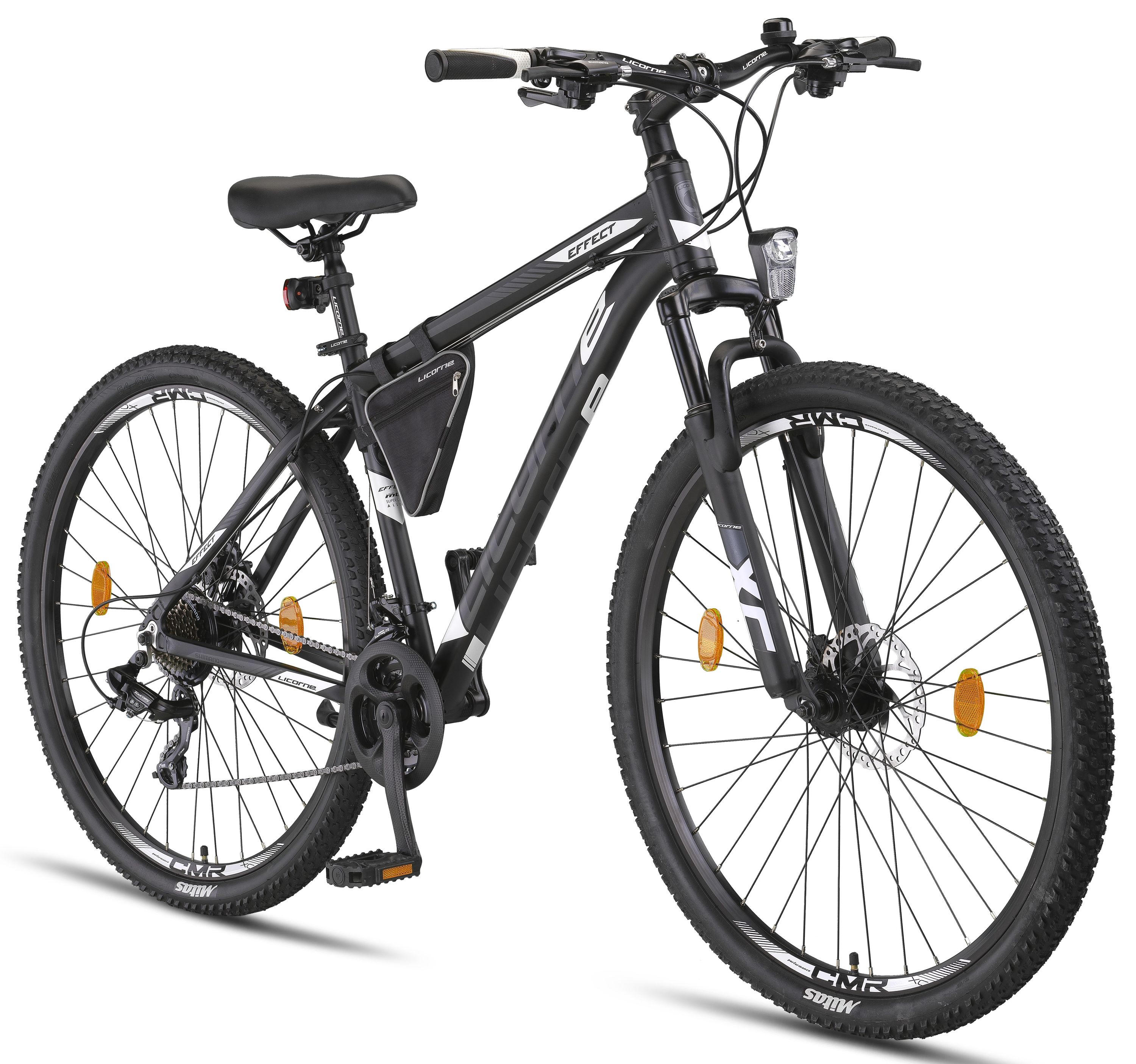 Licorne Bike Effect Premium Mountainbike in 26, 27,5 und 29 Zoll - Fahrrad f&uuml;r Jungen, M&auml;dchen, Herren und Damen - Shimano 21 Gang-Schaltung - Herrenrad Farbe:Schwarz/Wei&szlig; (2xDisc-Bremse);Zoll:29.00 - Bild 1