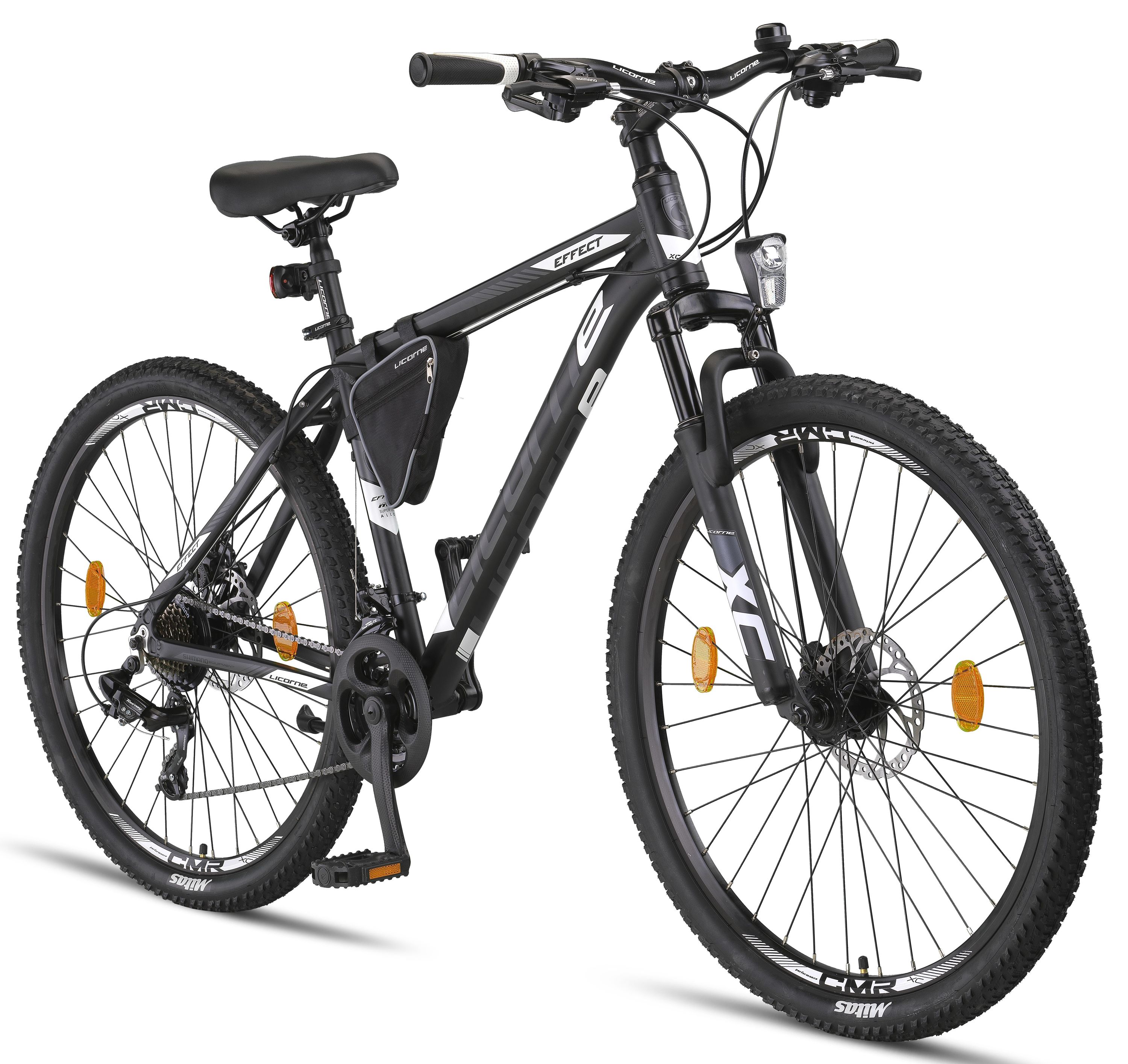 Licorne Bike Effect Premium Mountainbike in 26, 27,5 und 29 Zoll - Fahrrad f&uuml;r Jungen, M&auml;dchen, Herren und Damen - Shimano 21 Gang-Schaltung - Herrenrad Farbe:Schwarz/Wei&szlig; (2xDisc-Bremse);Zoll:27.5 - Bild 1