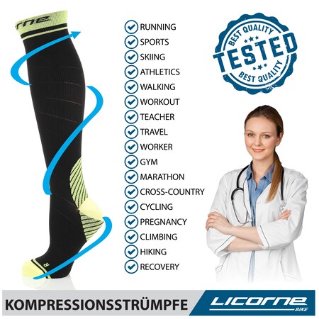 Licorne Kompressions-Thrombose-Stütz-Strümpfe Damen und Herren Laufen kaufen Socks online für Reisen Netto bei Flug Sport Compression