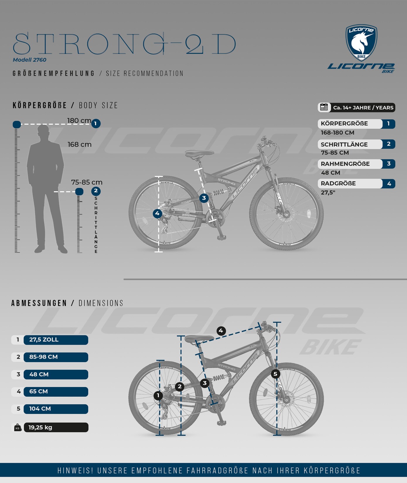 Licorne Bike Strong 2D Premium Mountainbike in 26, 27,5 und 29 Zoll - Fahrrad für Jungen, Mädchen, Damen und Herren - Scheibenbremse vorne und hinten - Shimano 21 Gang-Schaltung - Farbe:Schwarz/Rot;Zoll:27.5