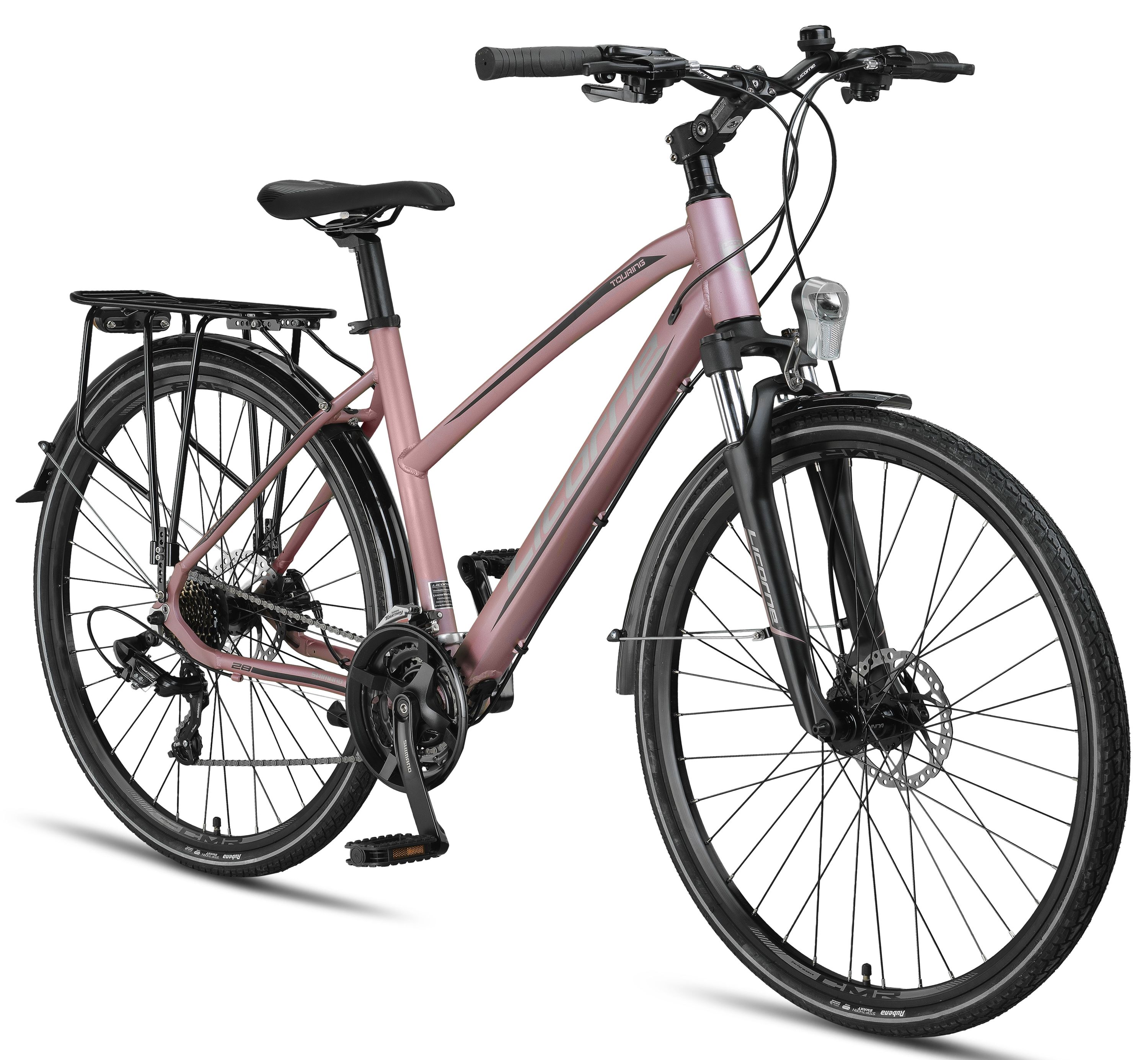Licorne Bike Premium Touring Trekking Bike in 28 Zoll - Fahrrad f&uuml;r Jungen, M&auml;dchen, Damen und Herren - 21 Gang-Schaltung - Mountainbike - Crossbike Farbe:Rosa;Stil:Damen - Bild 1
