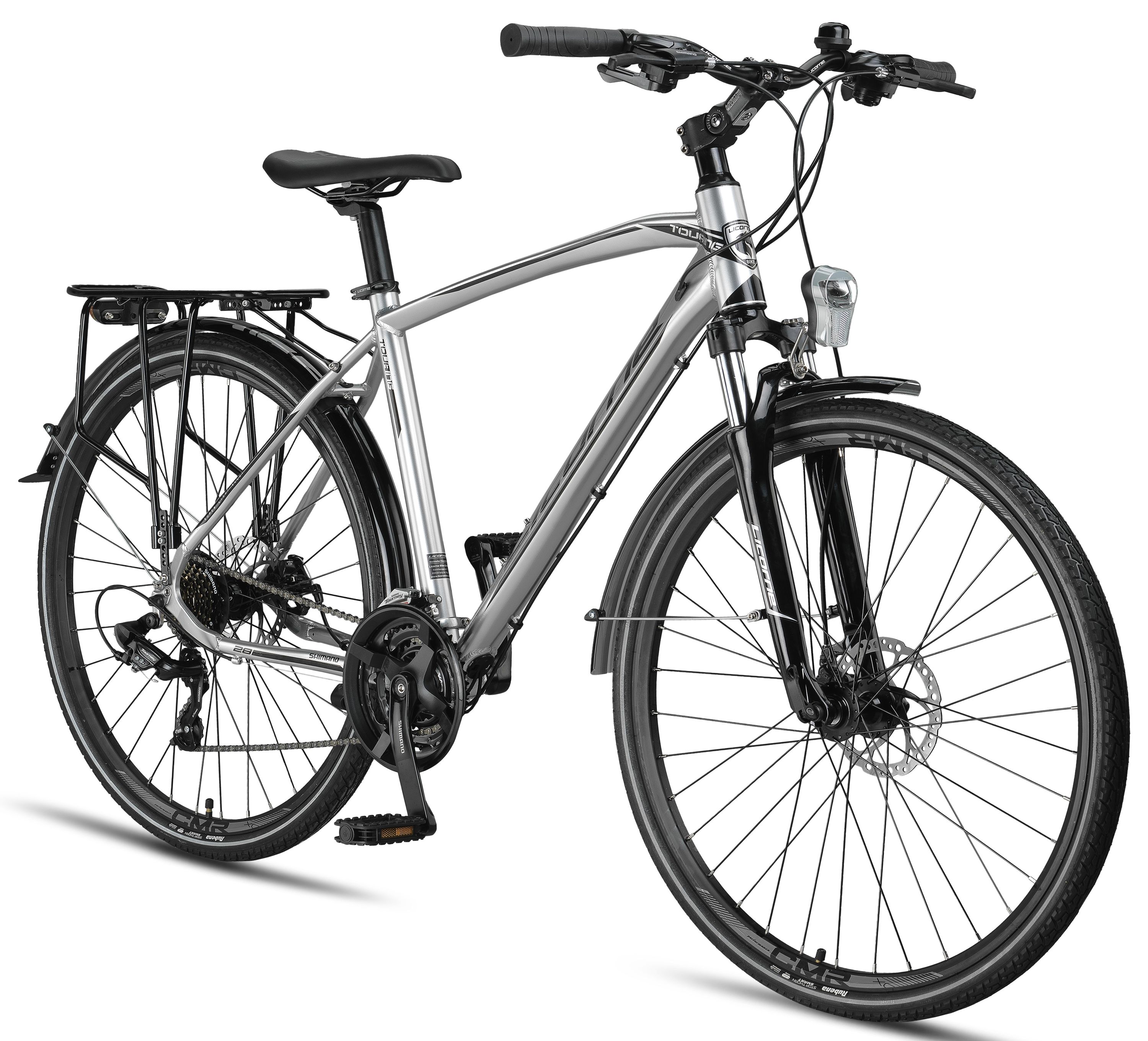 Licorne Bike Premium Touring Trekking Bike in 28 Zoll - Fahrrad f&uuml;r Jungen, M&auml;dchen, Damen und Herren - 21 Gang-Schaltung - Mountainbike - Crossbike Stil:Herren;Farbe:Silber - Bild 1