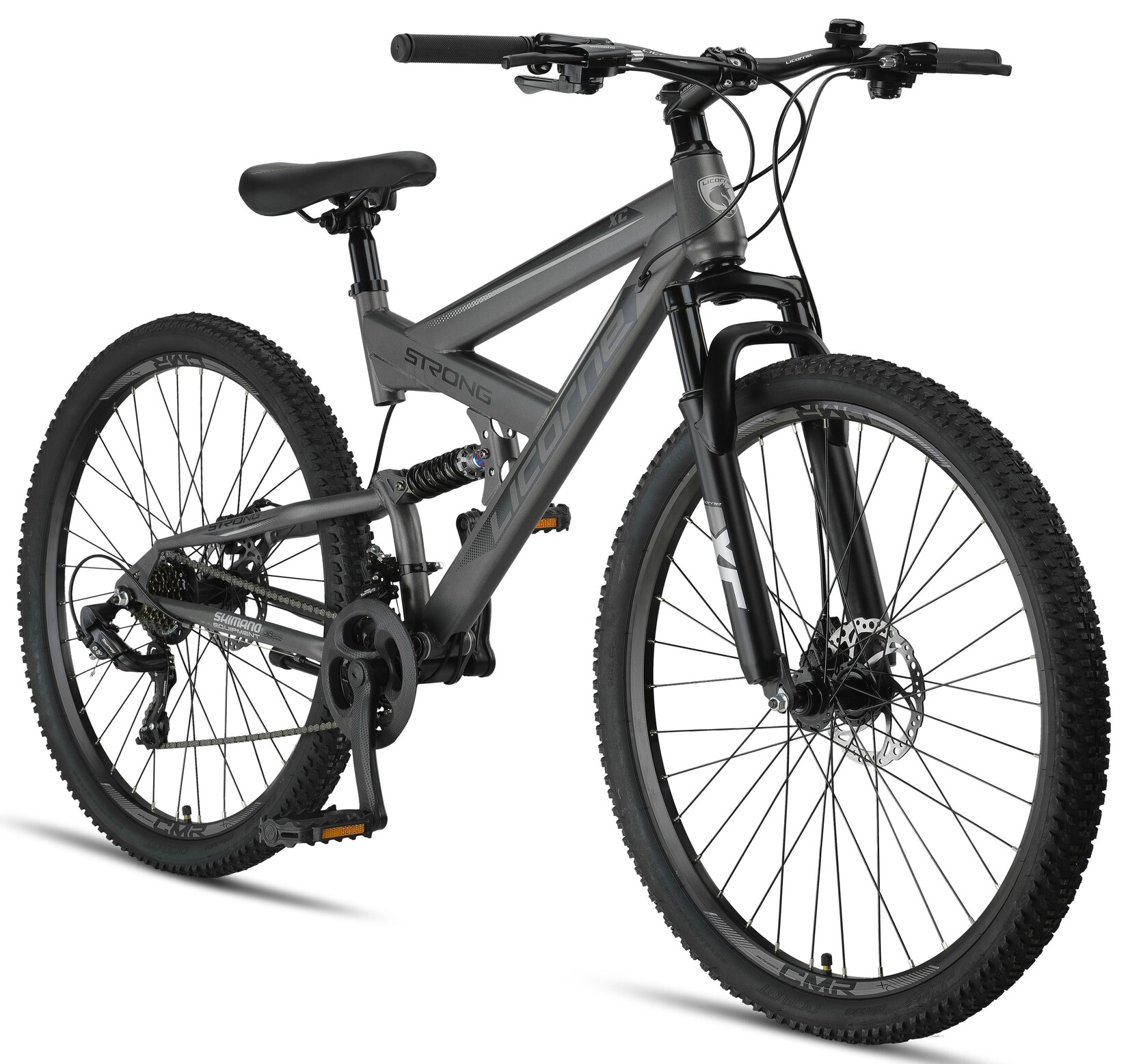 Licorne Bike Strong 2D Premium Mountainbike in 26, 27,5 und 29 Zoll – Fahrrad für Jungen, Mädchen, Damen und Herren – Scheibenbremse vorne und hinten – Shimano 21 Gang-Schaltung –  Zoll:29.00;Farbe:Anthrazit | 04260647781779