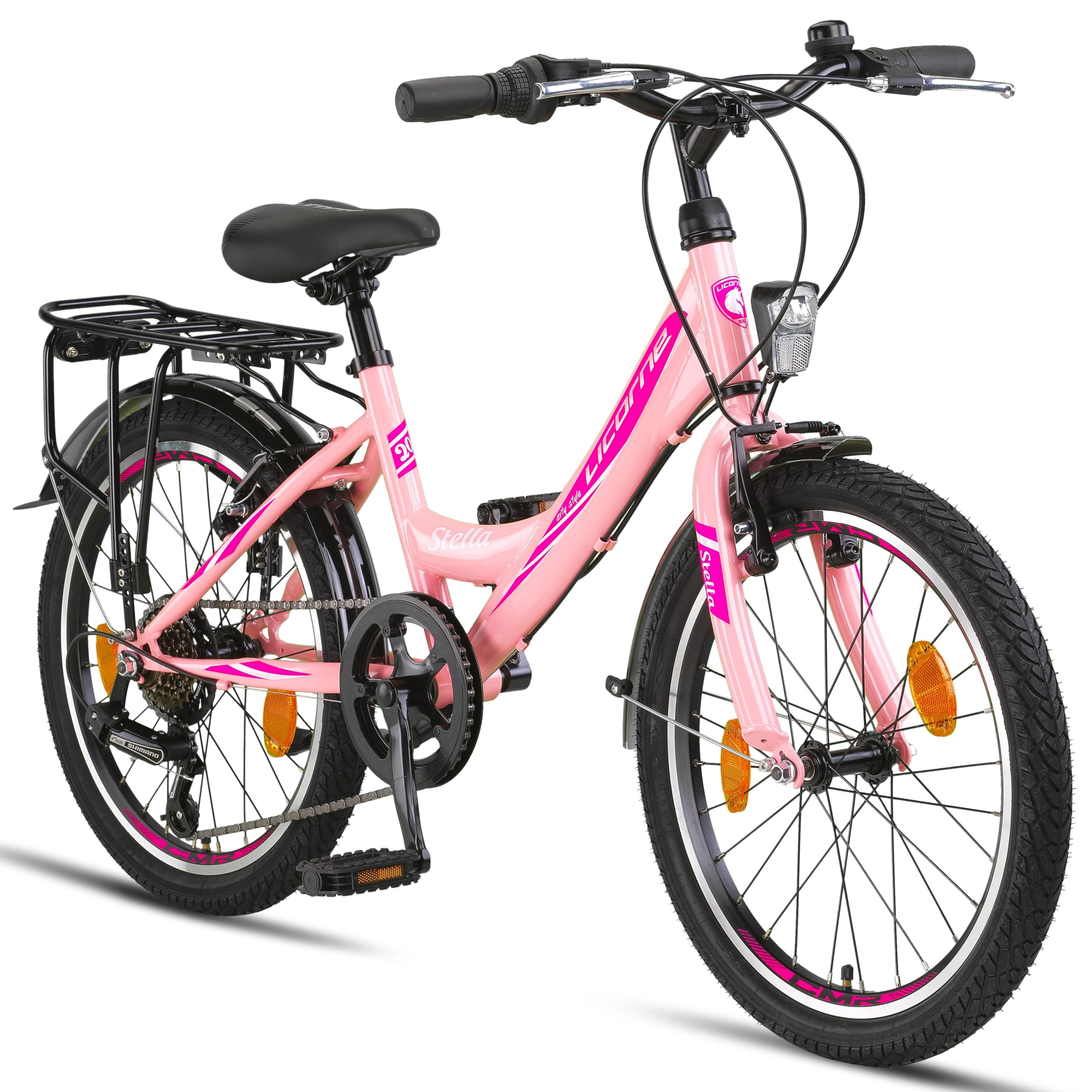 Licorne Bike Stella Premium City Bike 20,24,26 und 28 Zoll Fahrrad f&uuml;r M&auml;dchen Herren und Damen 21 Gang (6 Gang bei 20 Zoll) Holland Citybike Zoll:20;Farbe:Rosa - Bild 1