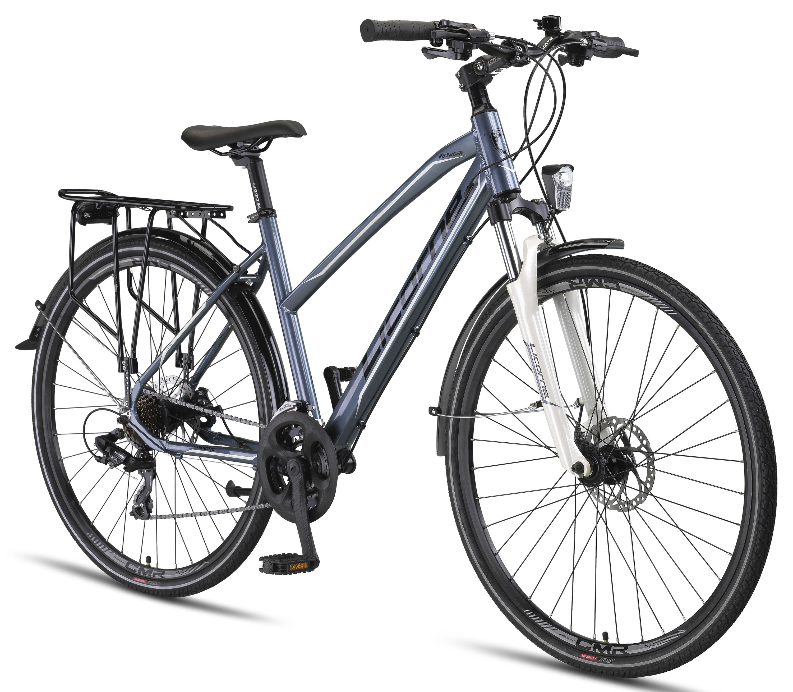 Licorne Bike Premium Touring Trekking Bike in 28 Zoll - Fahrrad f&uuml;r Jungen, M&auml;dchen, Damen und Herren - 21 Gang-Schaltung - Mountainbike - Crossbike Stil:Damen;Farbe:Titanblau - Bild 1