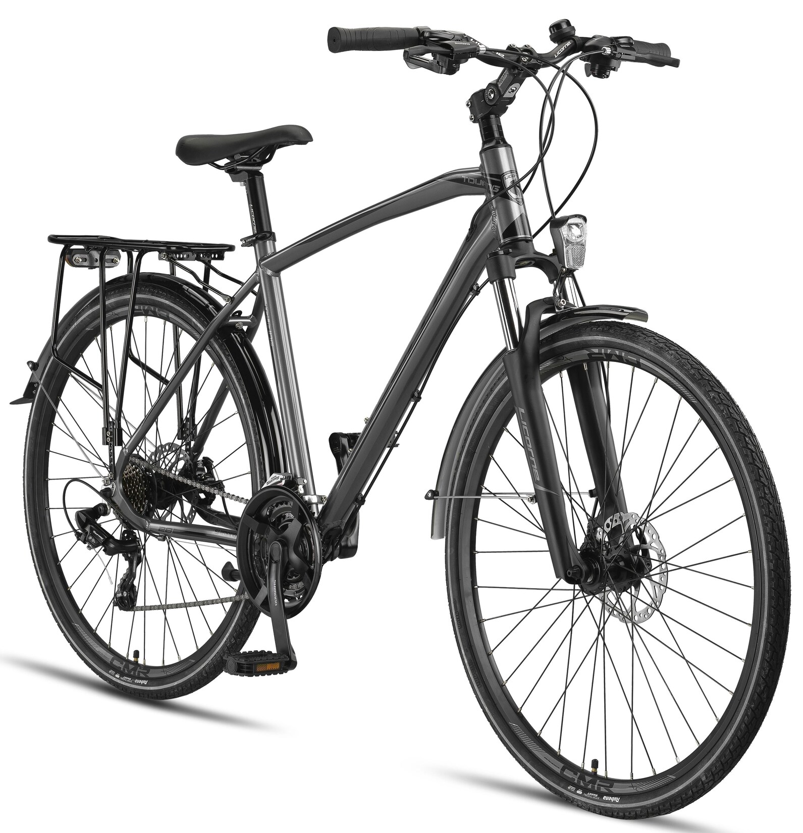 Licorne Bike Premium Touring Trekking Bike in 28 Zoll – Fahrrad für Jungen, Mädchen, Damen und Herren – 21 Gang-Schaltung – Mountainbike – Crossbike Stil:Herren;Farbe:Titanium | 04260647781977