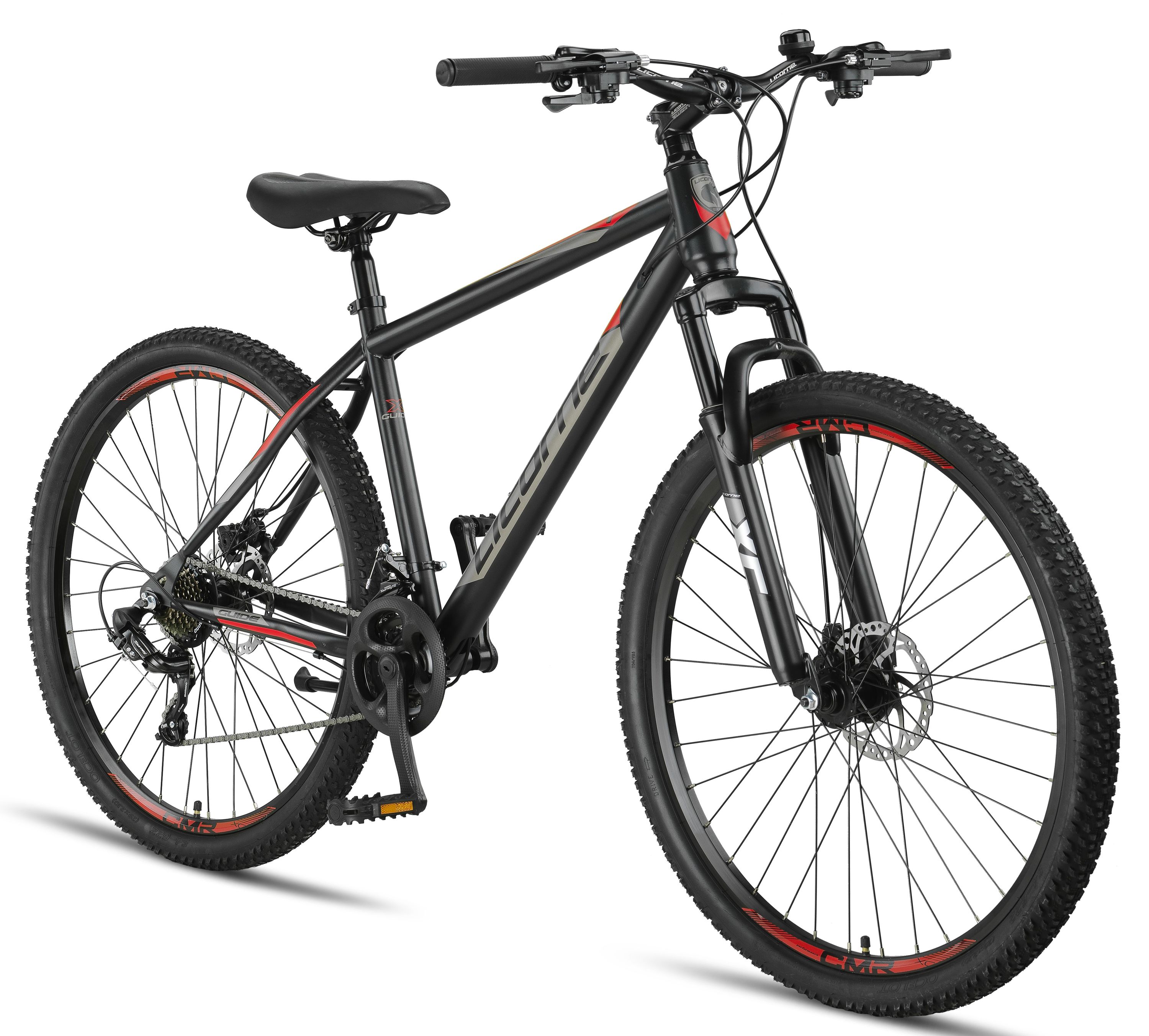 Licorne Bike Guide Premium Mountainbike in 20, 24 und 26 Zoll - Fahrrad f&uuml;r M&auml;dchen, Jungen, Herren und Damen - Shimano 21 Gang-Schaltung, Kinderfahrrad, Kinder Farbe:Schwarz/Rot;Zoll:29.00 - Bild 1