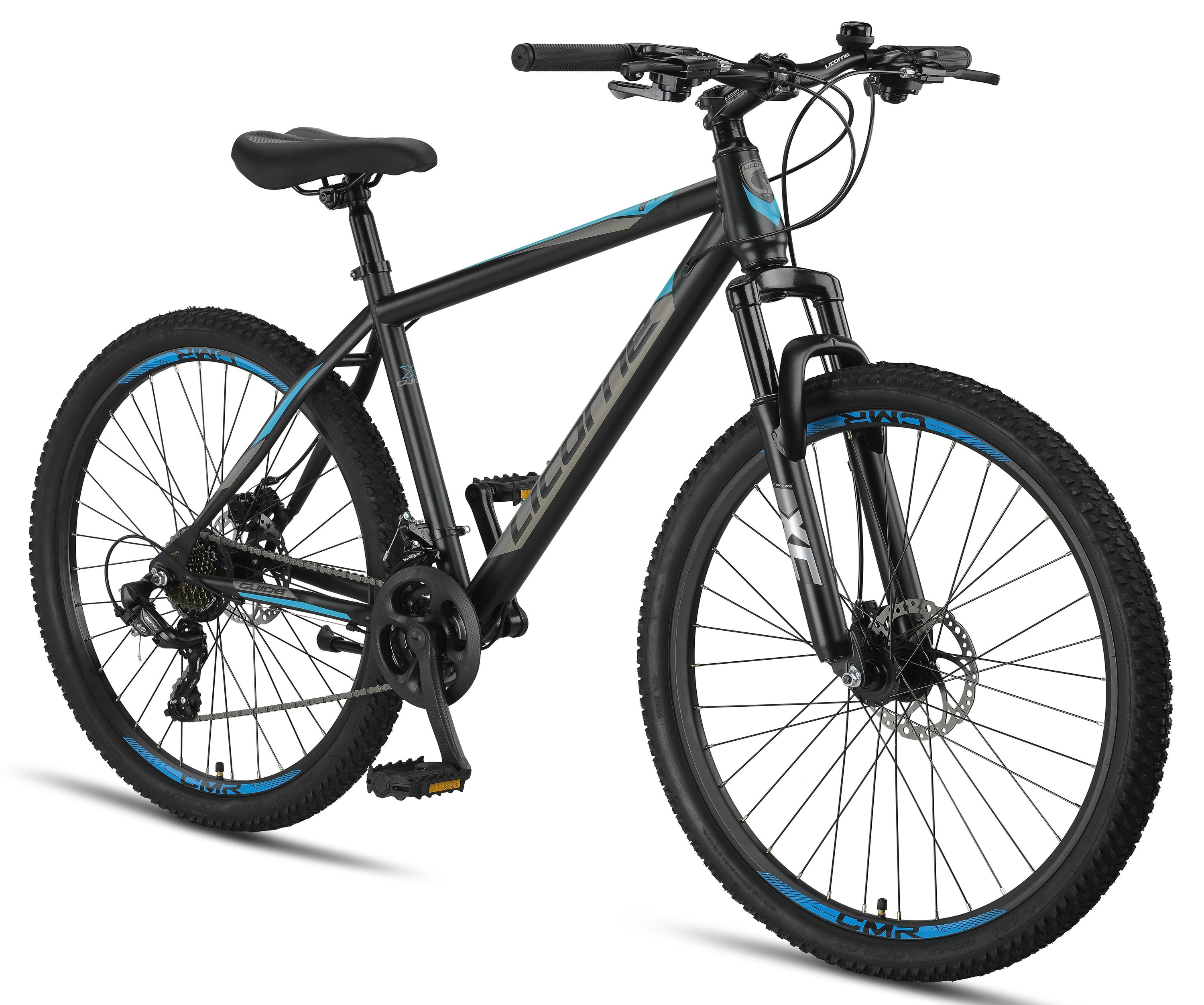 Licorne Bike Guide Premium Mountainbike in 20, 24 und 26 Zoll - Fahrrad f&uuml;r M&auml;dchen, Jungen, Herren und Damen - Shimano 21 Gang-Schaltung, Kinderfahrrad, Kinder Farbe:Schwarz/Blau;Zoll:27.5 - Bild 1