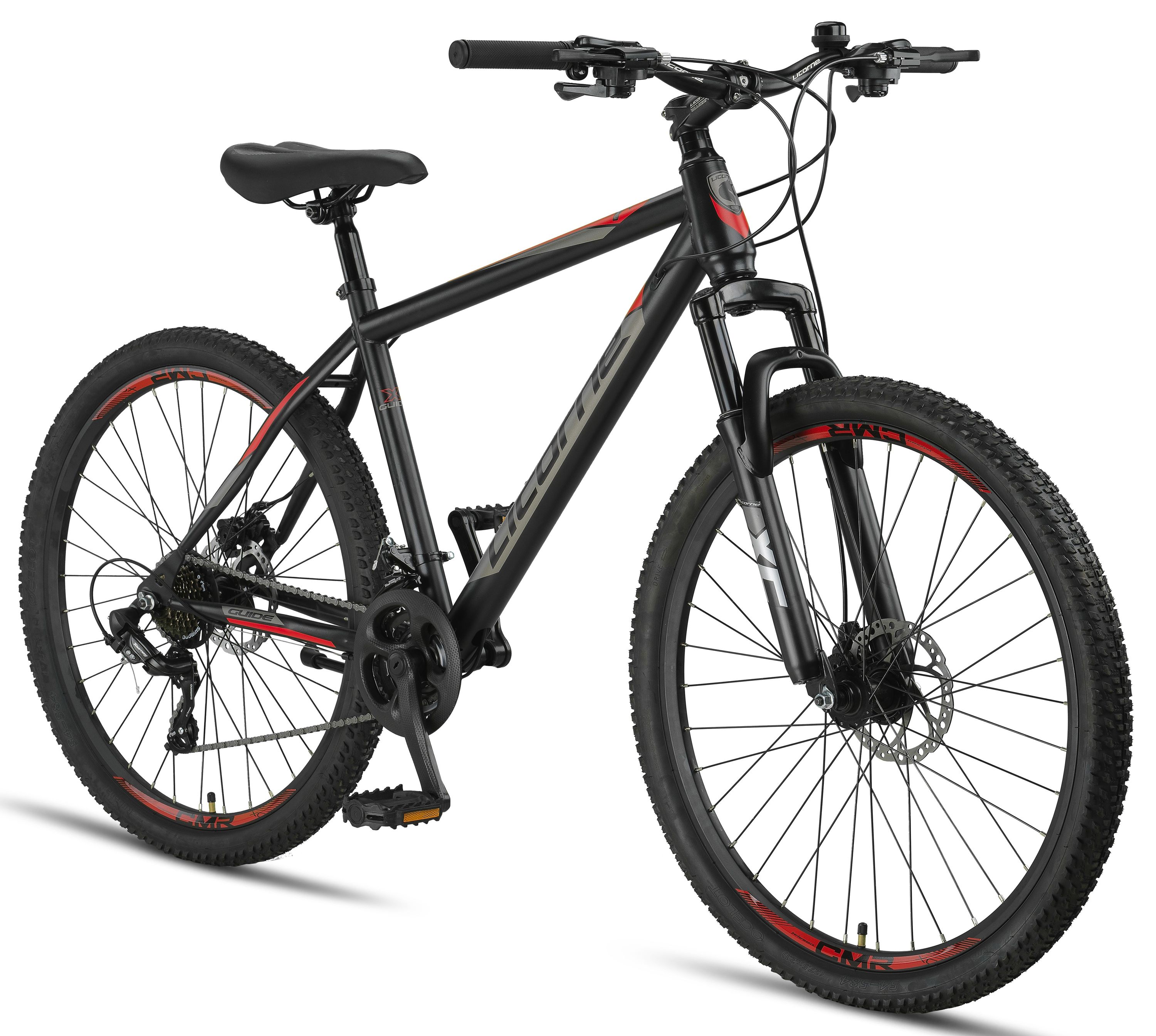 Licorne Bike Guide Premium Mountainbike in 20, 24 und 26 Zoll - Fahrrad f&uuml;r M&auml;dchen, Jungen, Herren und Damen - Shimano 21 Gang-Schaltung, Kinderfahrrad, Kinder Farbe:Schwarz/Rot;Zoll:27.5 - Bild 1
