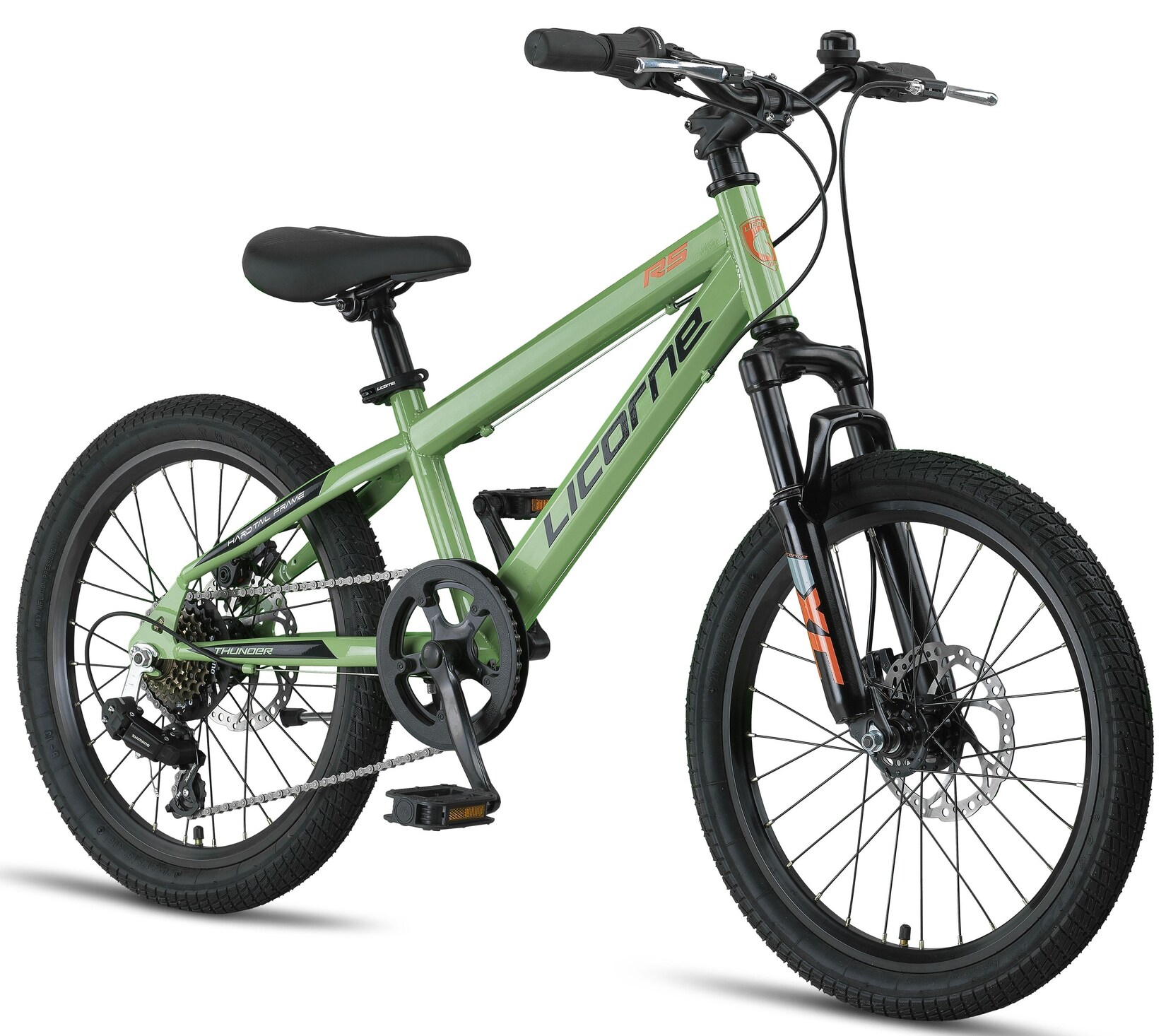 Licorne Bike Thunder Premium Mountainbike in 20, 24, 26, 27.5 und 29 Zoll Fahrrad für Mädchen Jungen Herren und Damen Discbremse Größe:20 Zoll;Farbe:Olivengrün