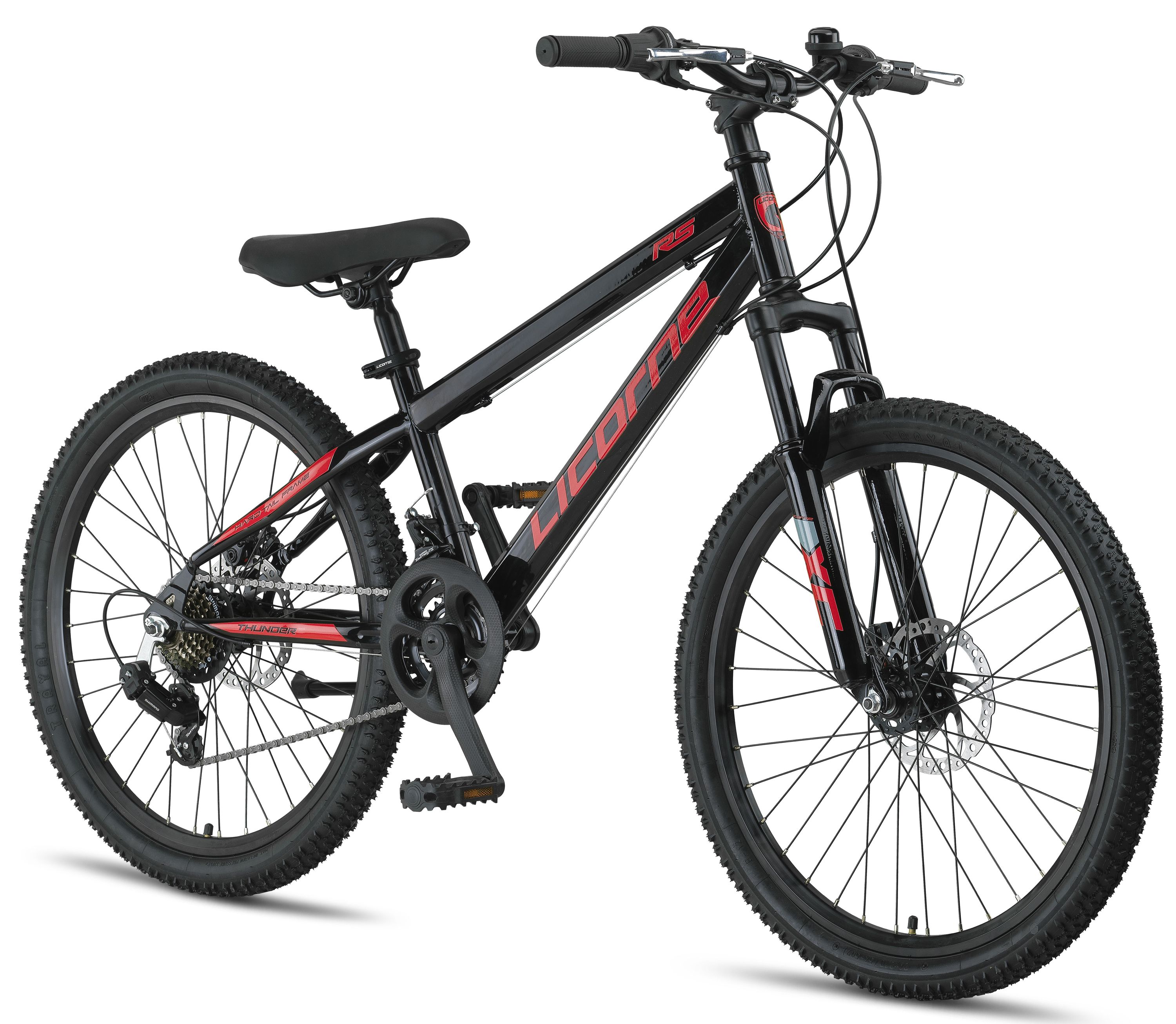 Licorne Bike Thunder Premium Mountainbike in 20, 24, 26, 27.5 und 29 Zoll Fahrrad f&uuml;r M&auml;dchen Jungen Herren und Damen Discbremse Farbe:Schwarz/Rot;Gr&ouml;&szlig;e:24 Zoll - Bild 1