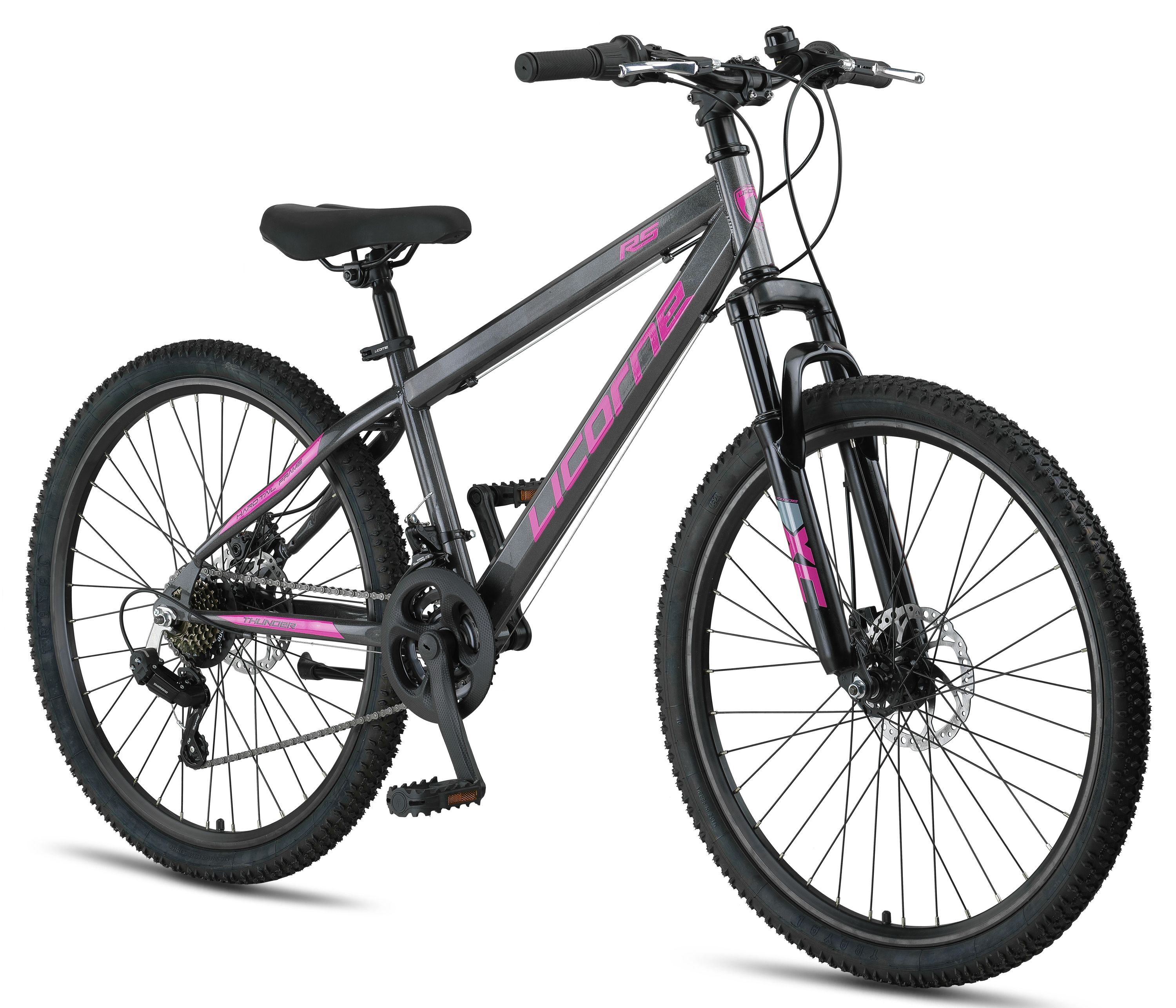 Licorne Bike Thunder Premium Mountainbike in 20, 24, 26, 27.5 und 29 Zoll Fahrrad f&uuml;r M&auml;dchen Jungen Herren und Damen Discbremse Farbe:Anthrazit/Rosa;Gr&ouml;&szlig;e:26 Zoll - Bild 1