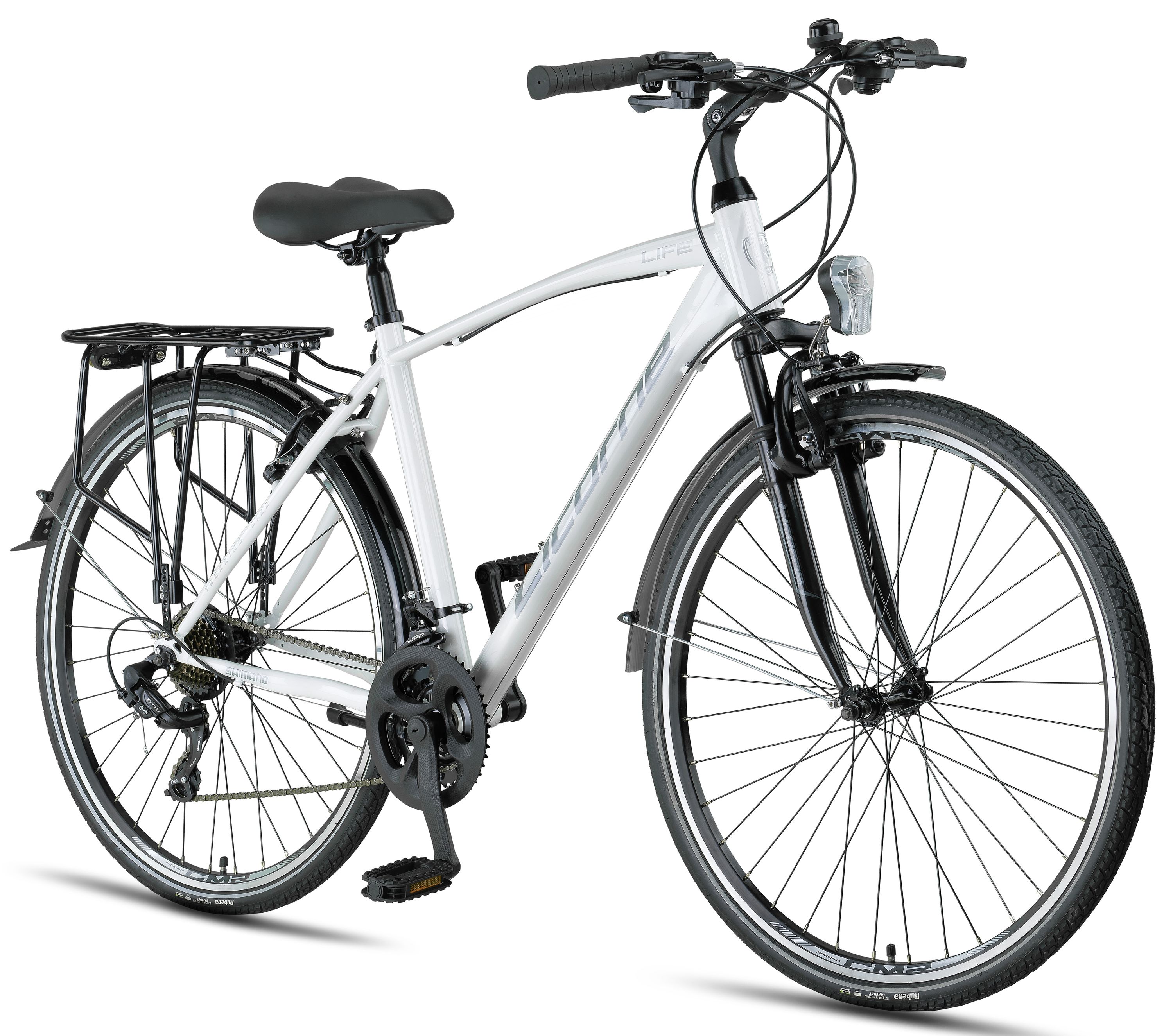 Licorne Bike Life M-V-ATB  Premium Trekking Bike in 28 Zoll - Fahrrad f&uuml;r Herren, Jungen, Damen und Herren - Shimano 21 Gang-Schaltung - Herren Citybike - M&auml;nnerfahrrad. Farbe:Weiss;Zoll:28.00 - Bild 1