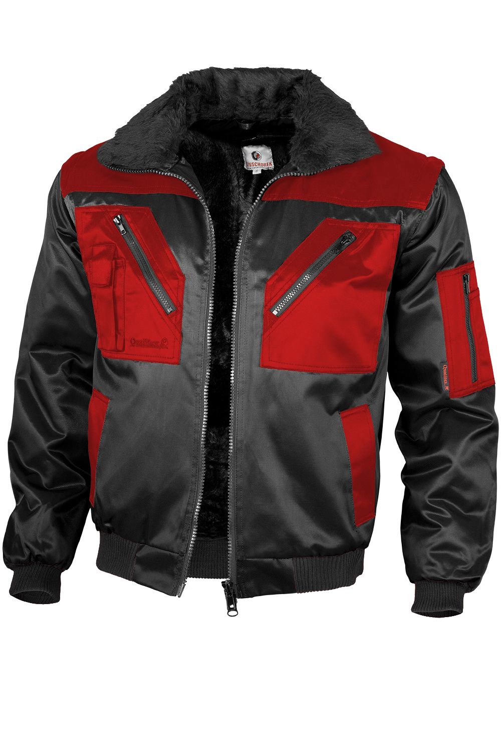 QUALITEX HIGH QUALITY WORKWEAR Pilotenjacke pilotenjacke schwarz/rot Damen: 48 Herren: XL - Bild 1