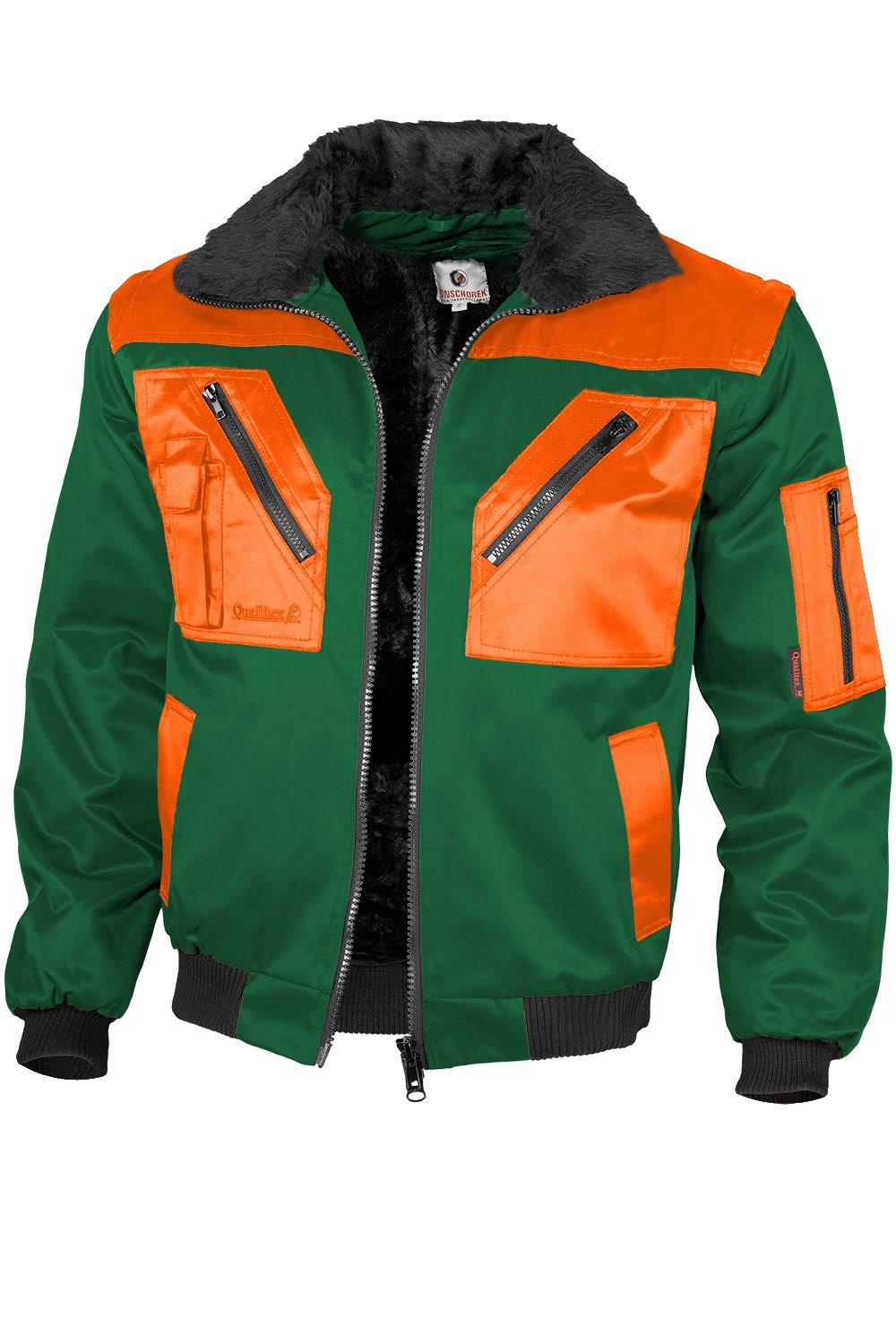 QUALITEX HIGH QUALITY WORKWEAR Pilotenjacke pilotenjacke gr&uuml;n/orange Damen: 56 Herren: 3XL - Bild 1