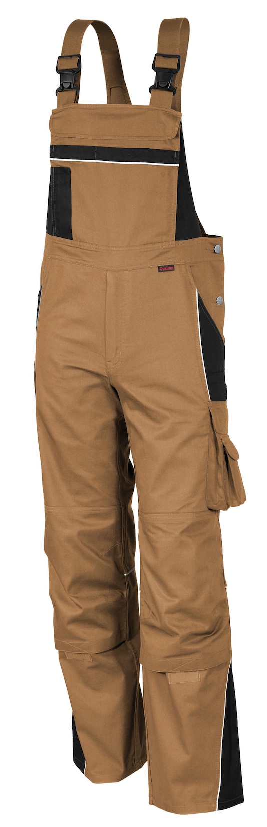 QUALITEX HIGH QUALITY WORKWEAR Latzhose PRO khaki/schwarz Damen: 52 Herren: 58