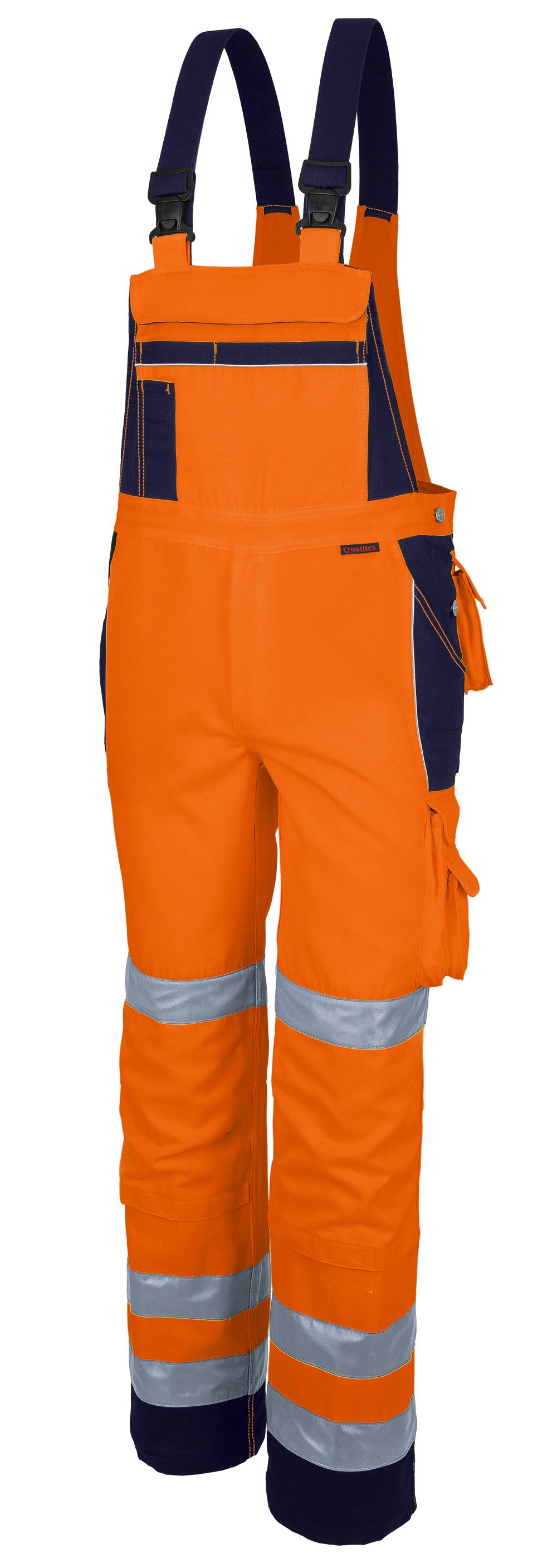 QUALITEX HIGH QUALITY WORKWEAR Latzhose PRO WS warnorange/marine Herren: 102 - Bild 1