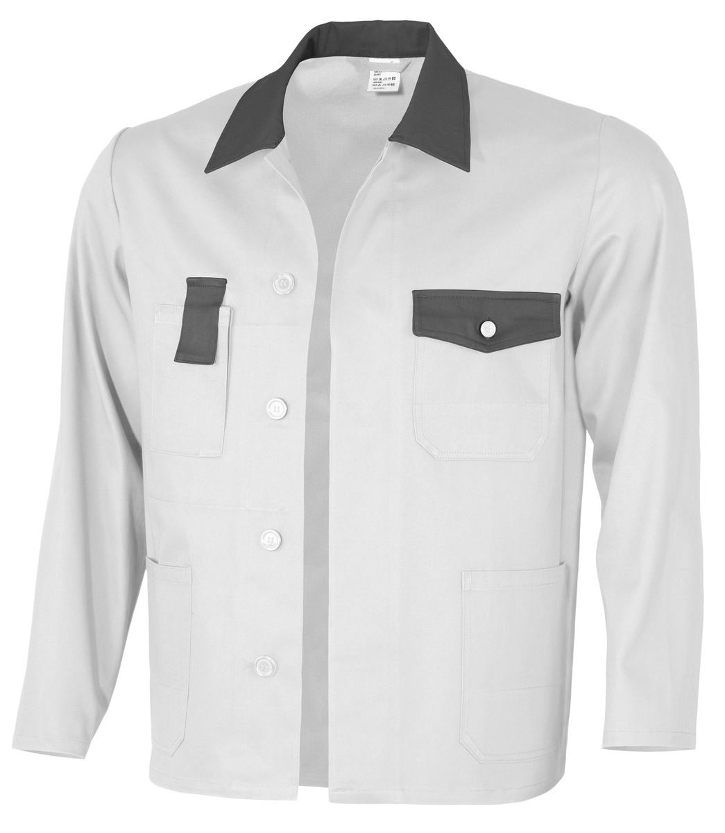 QUALITEX HIGH QUALITY WORKWEAR Arbeitsjacke basic 2-farbig weiss/grau Damen: 36 Herren: 42 - Bild 1