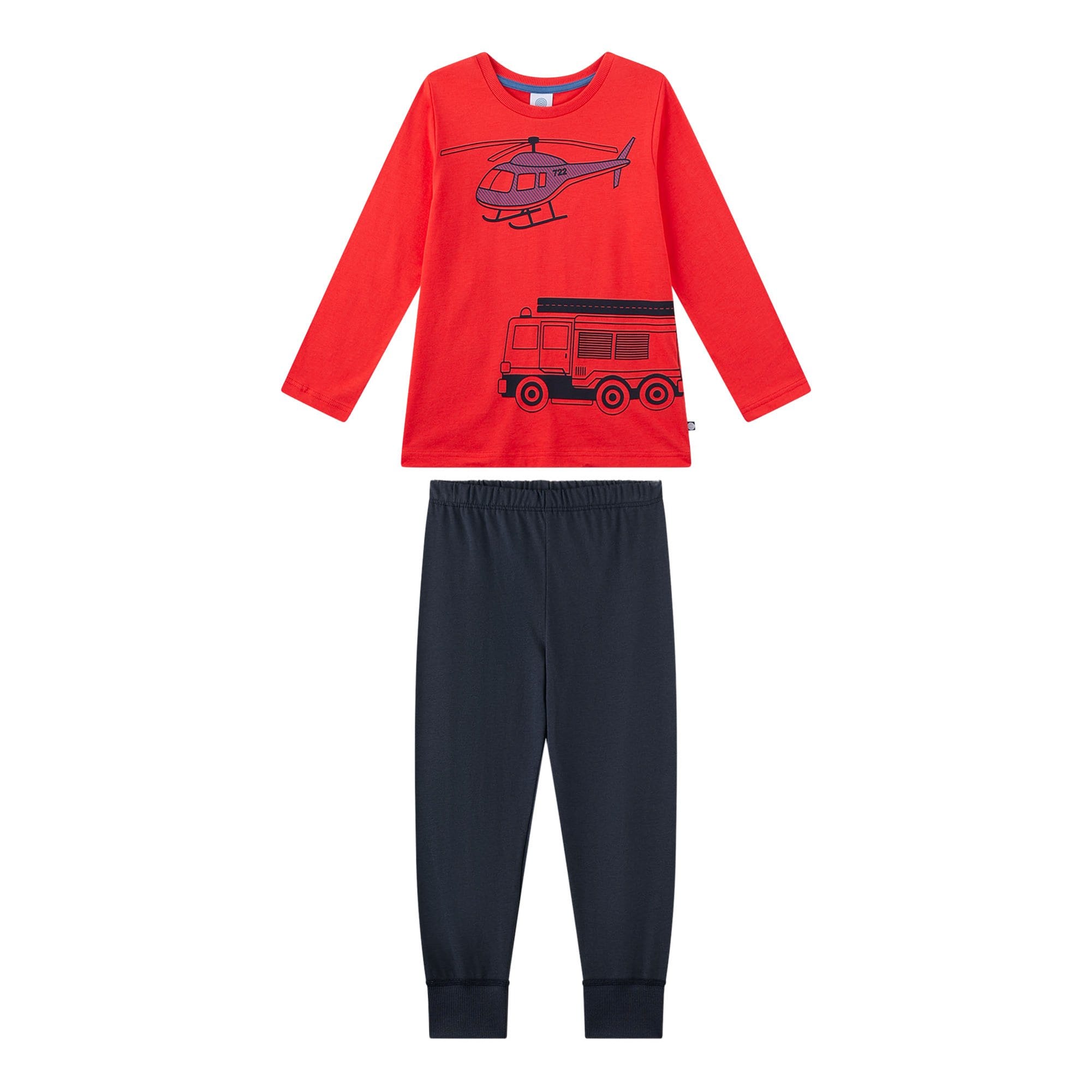 Schlafanzug Feuerwehr lang Jungen Pyjama - Bild 1