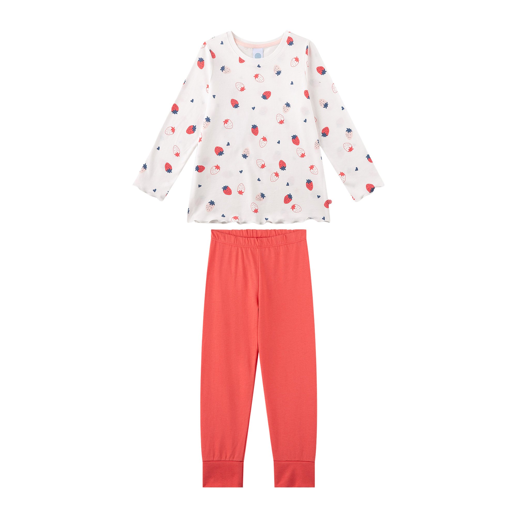 Schlafanzug Erdbeeren Pyjama Kids lang M&auml;dchen Pyjama - Bild 1