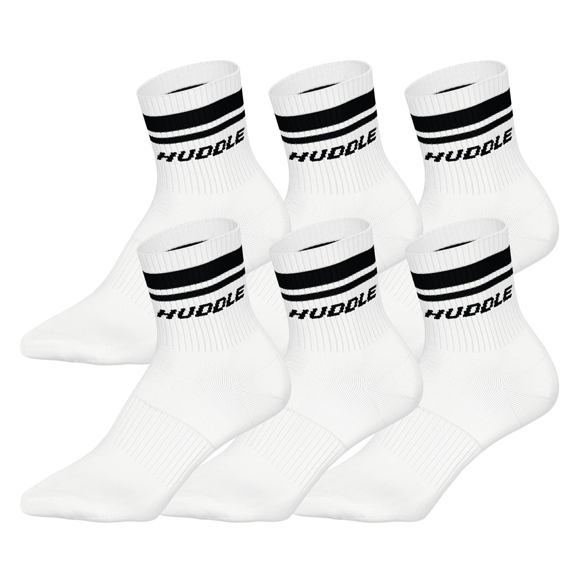 HUDDLE 6pk Short Crew Socks Double Stripe Unisex Socken - Bild 1