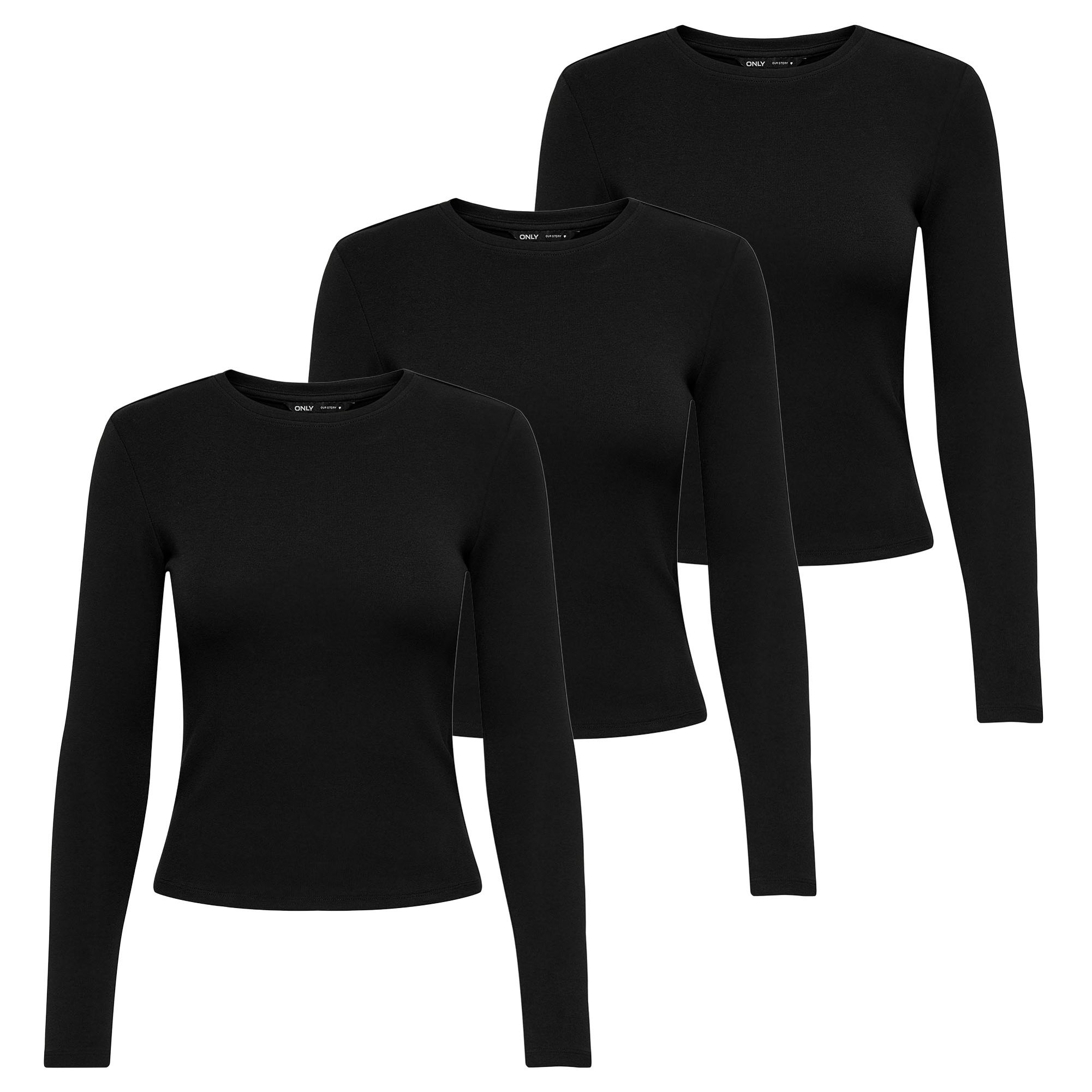 ONLRILEY O-NECK TOP 3P Damen Longsleeve - Bild 1