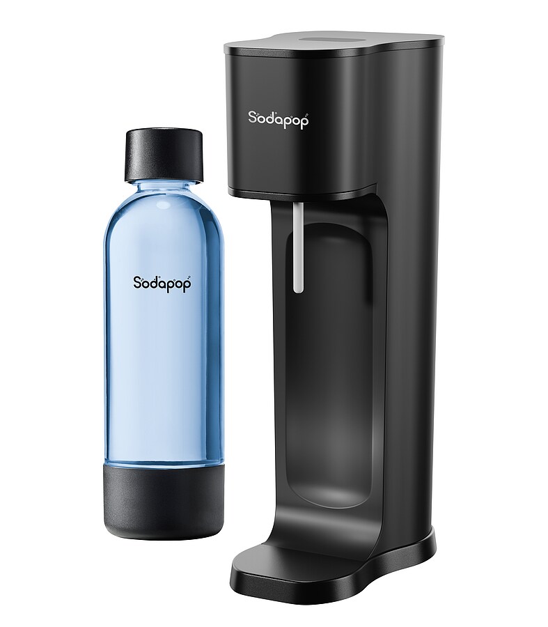 SODAPOP Wassersprudler Joy ECO matt schwarz, 1x 850ml PET Flasche + 1x CO² Zylinder | 04065672000686