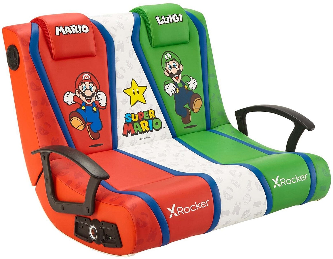 XROCKER Nintendo Super Mario Dual Rocker - Gaming Bodensessel f&uuml;r 2 Kinder mit 2.0 Audiosystem - Bild 1