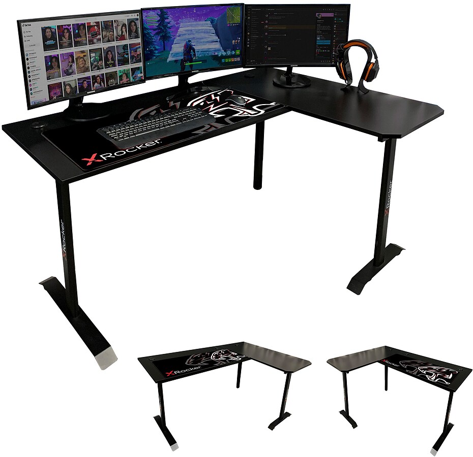 XROCKER Panther XL Ambi - Gaming Eckschreibtisch mit Mousepad & wechselseitiger Montage - Bild 1
