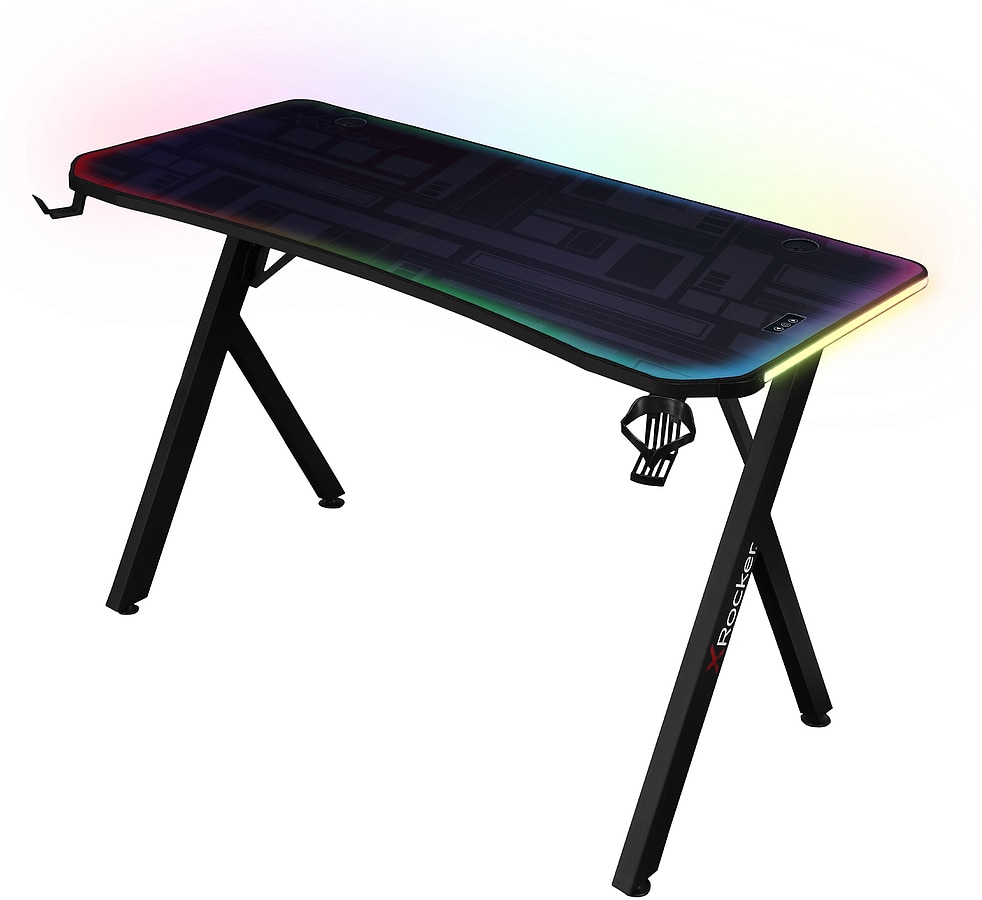 XROCKER Lumio Compact RGB - Gaming Schreibtisch mit RGB-Beleuchtung & Mousepad - Bild 1