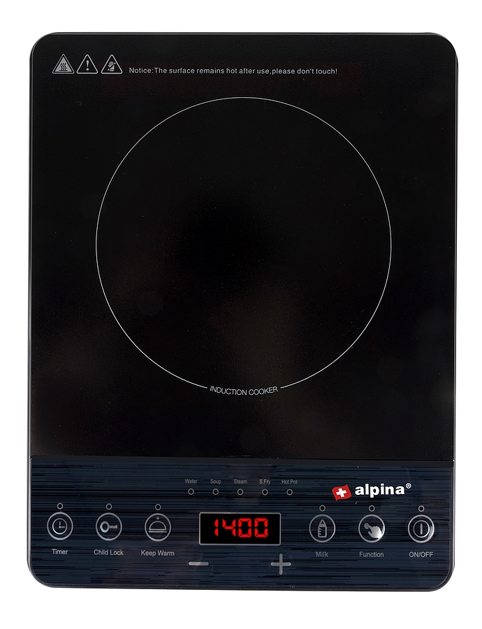 ALPINA Induktionskochfeld, 2000 Watt, Schwarz - Bild 1