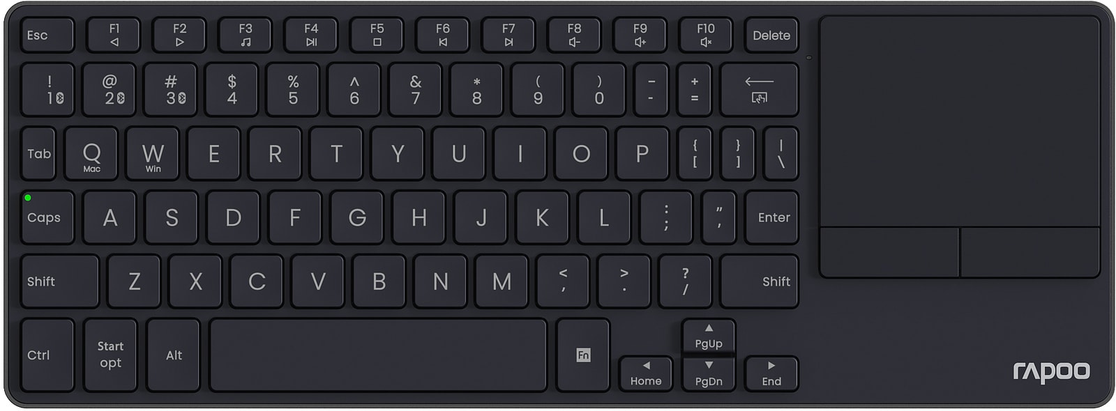 RAPOO E2810M Smart TV Multi-Media Wireless metal Keyboard black DE - Bild 1