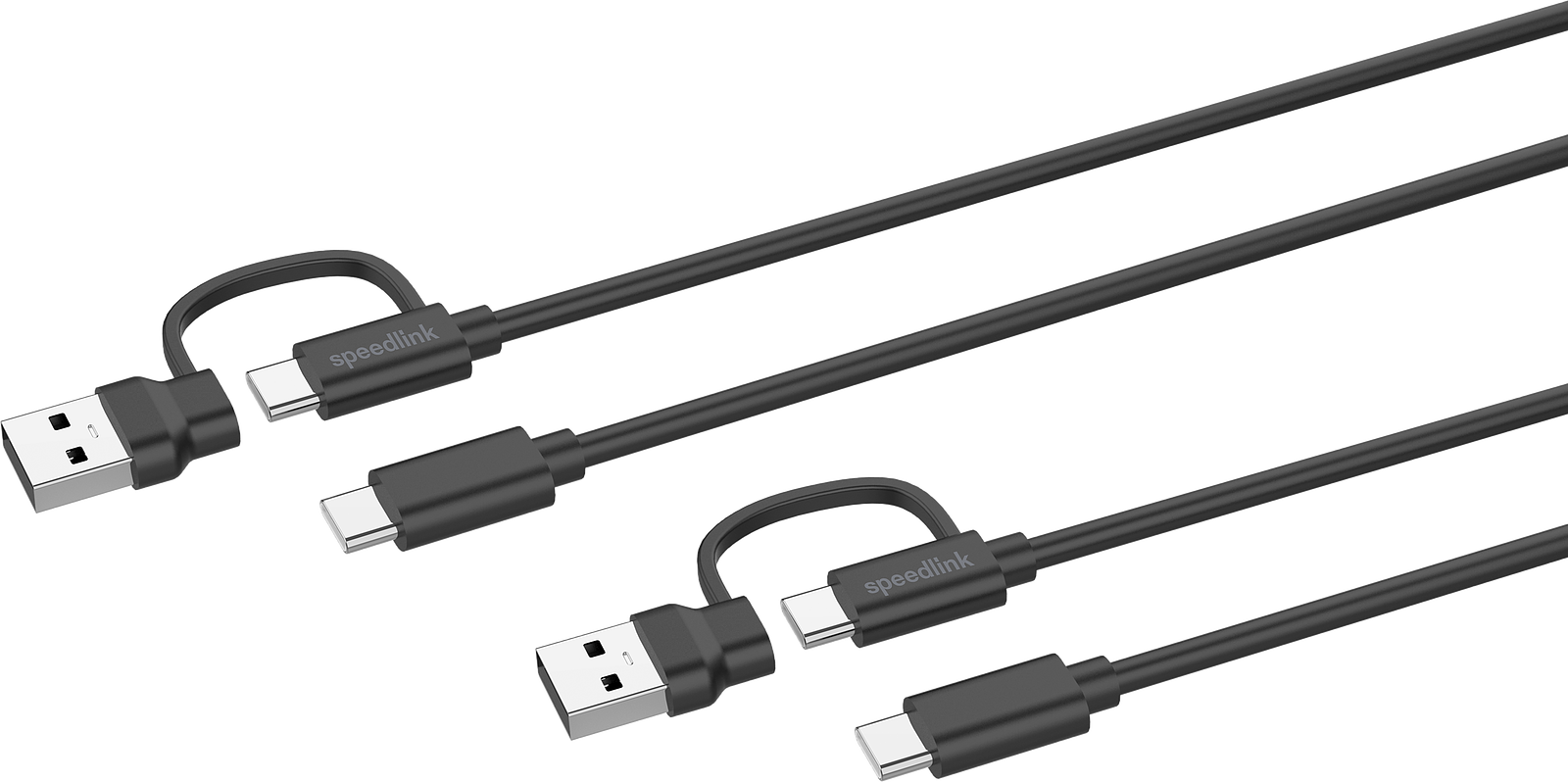 SPEEDLINK STREAM Play & Charge USB-C/A to USB-C Cable Set - for PS5/Xbox Series X/S/Switch 2/Switch/OLED/Lite, black - Bild 1
