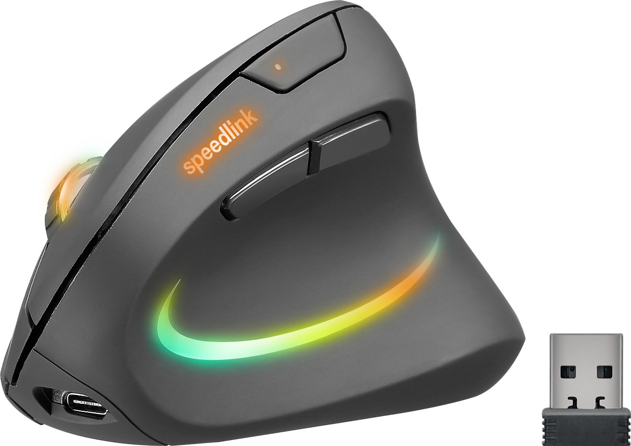 SPEEDLINK PIAVO PRO RGB Rechargeable Vertical Ergonomic Mouse - Wireless, rubber-black - Bild 1