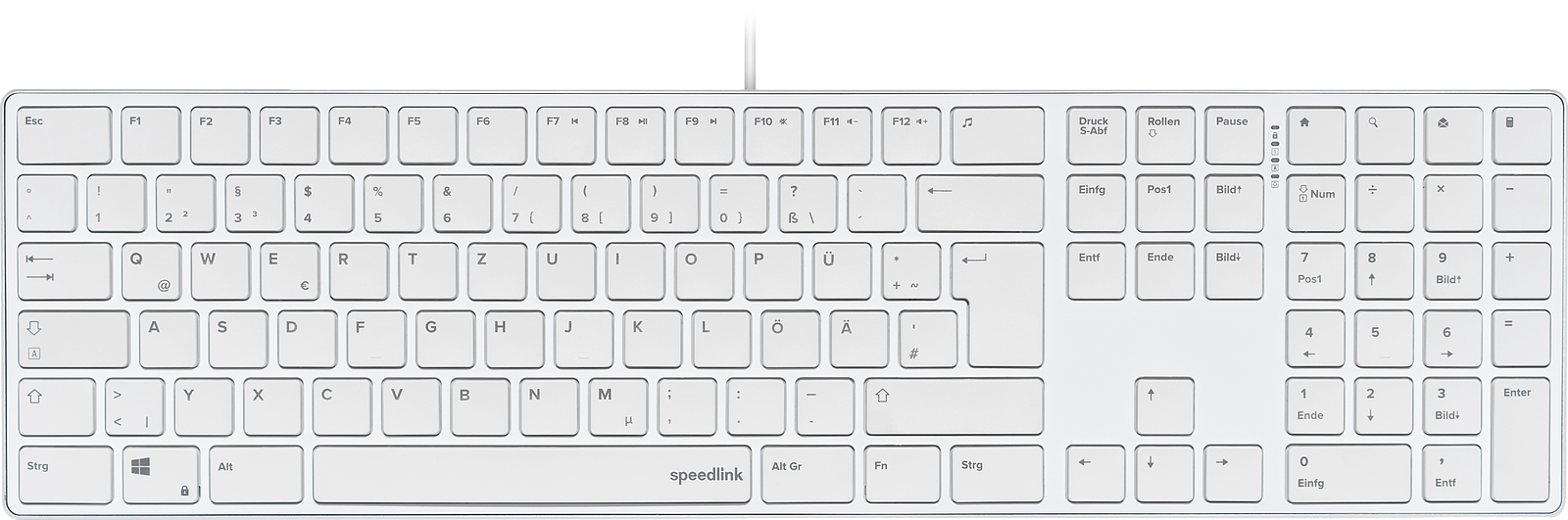 SPEEDLINK RIVA Slim Metal Scissor Keyboard, white - DE Layout - Bild 1