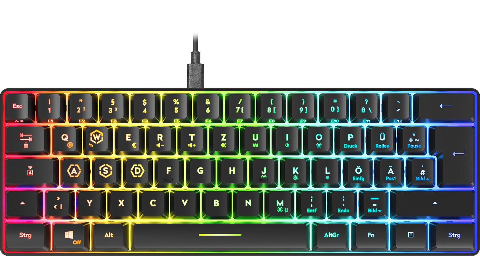 SPEEDLINK LETOS RGB 60% Gaming Keyboard, black - DE layout - Bild 1