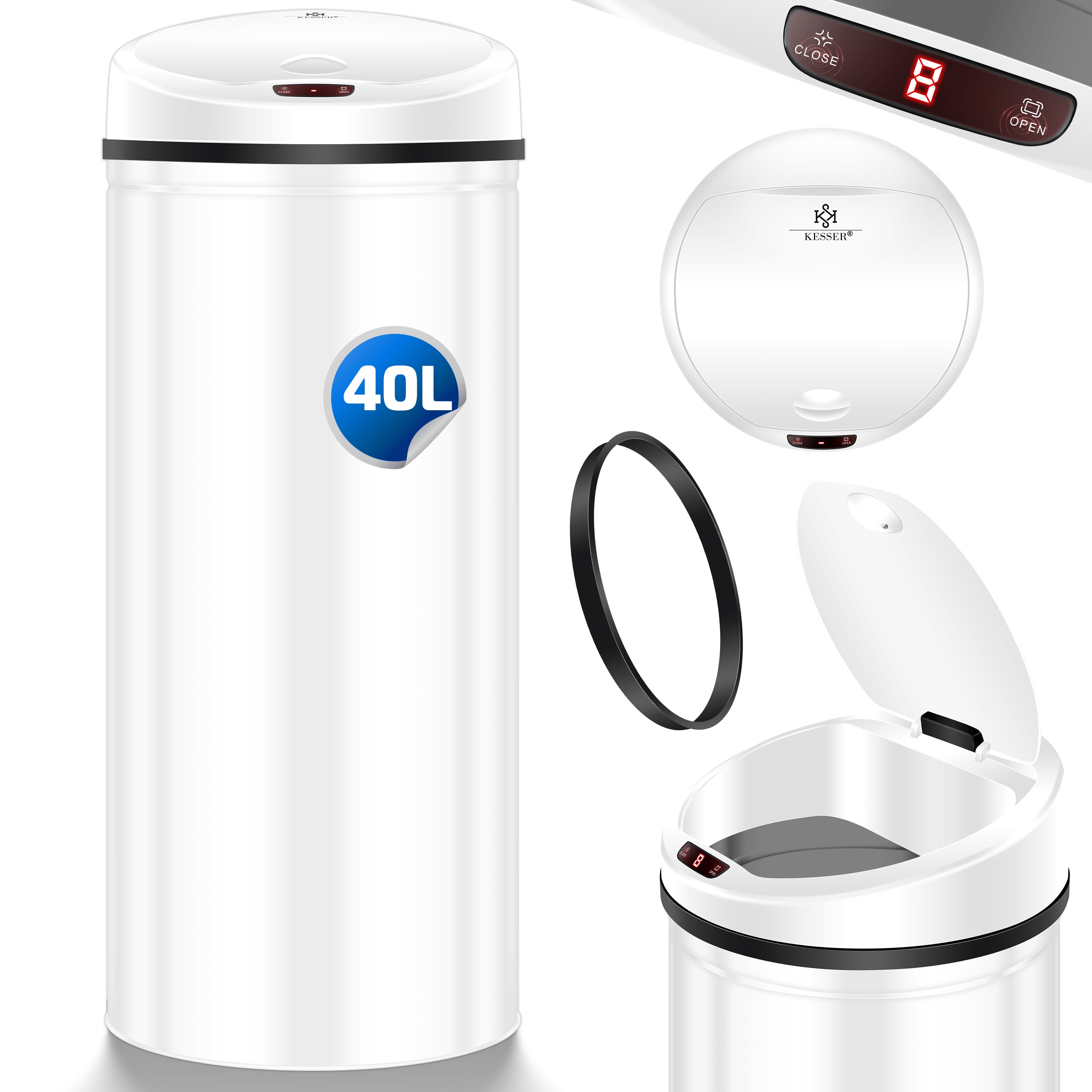 KESSER&reg; Automatik Sensor M&uuml;lleimer Abfalleimer Abfall EDELSTAHL Papierkorb - Bild 1