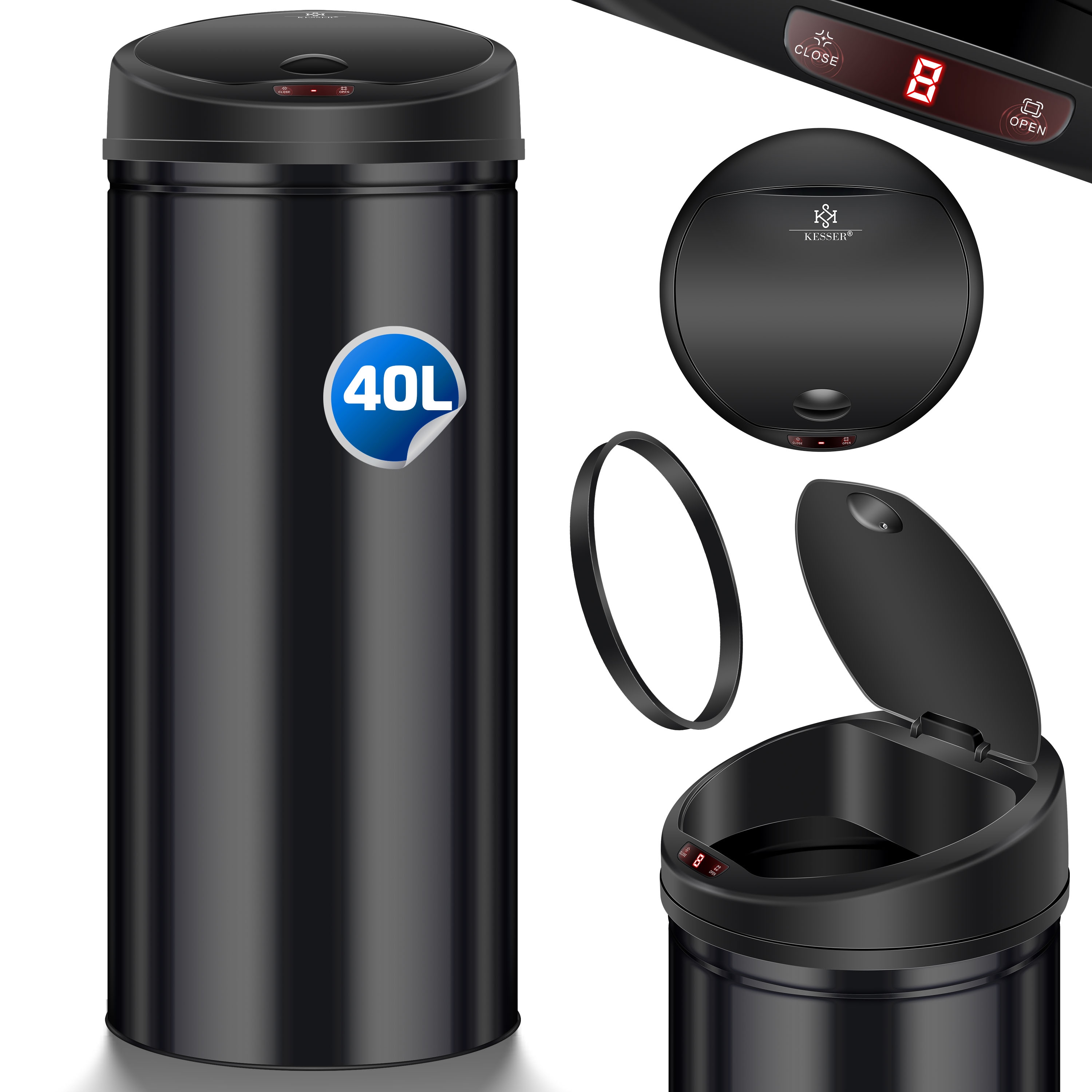 KESSER&reg; Automatik Sensor M&uuml;lleimer Abfalleimer Abfall EDELSTAHL Papierkorb - Bild 1