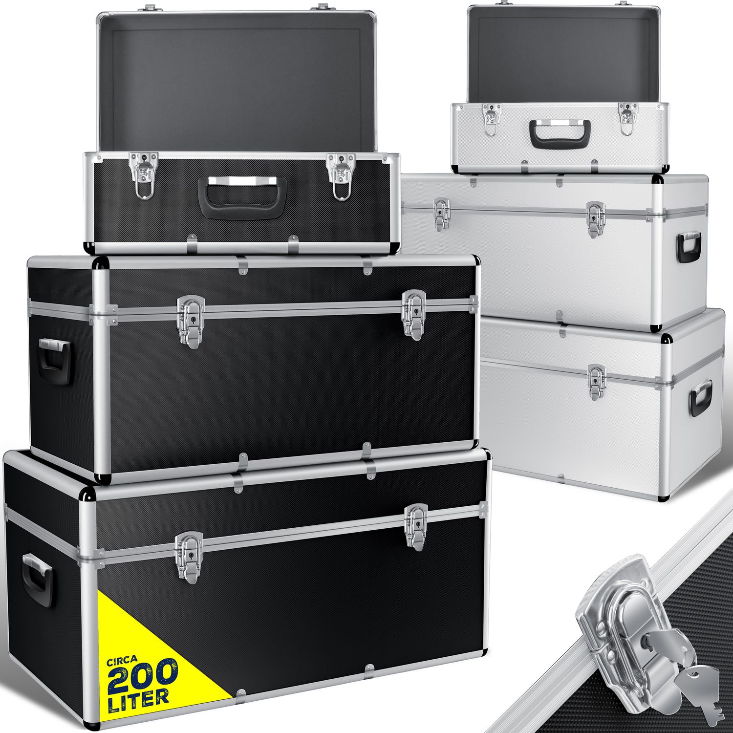 Masko&reg; 3er SET Alu Boxen Alubox Alukiste Transportbox Werkzeugkiste Lagerbox NEU - Bild 1