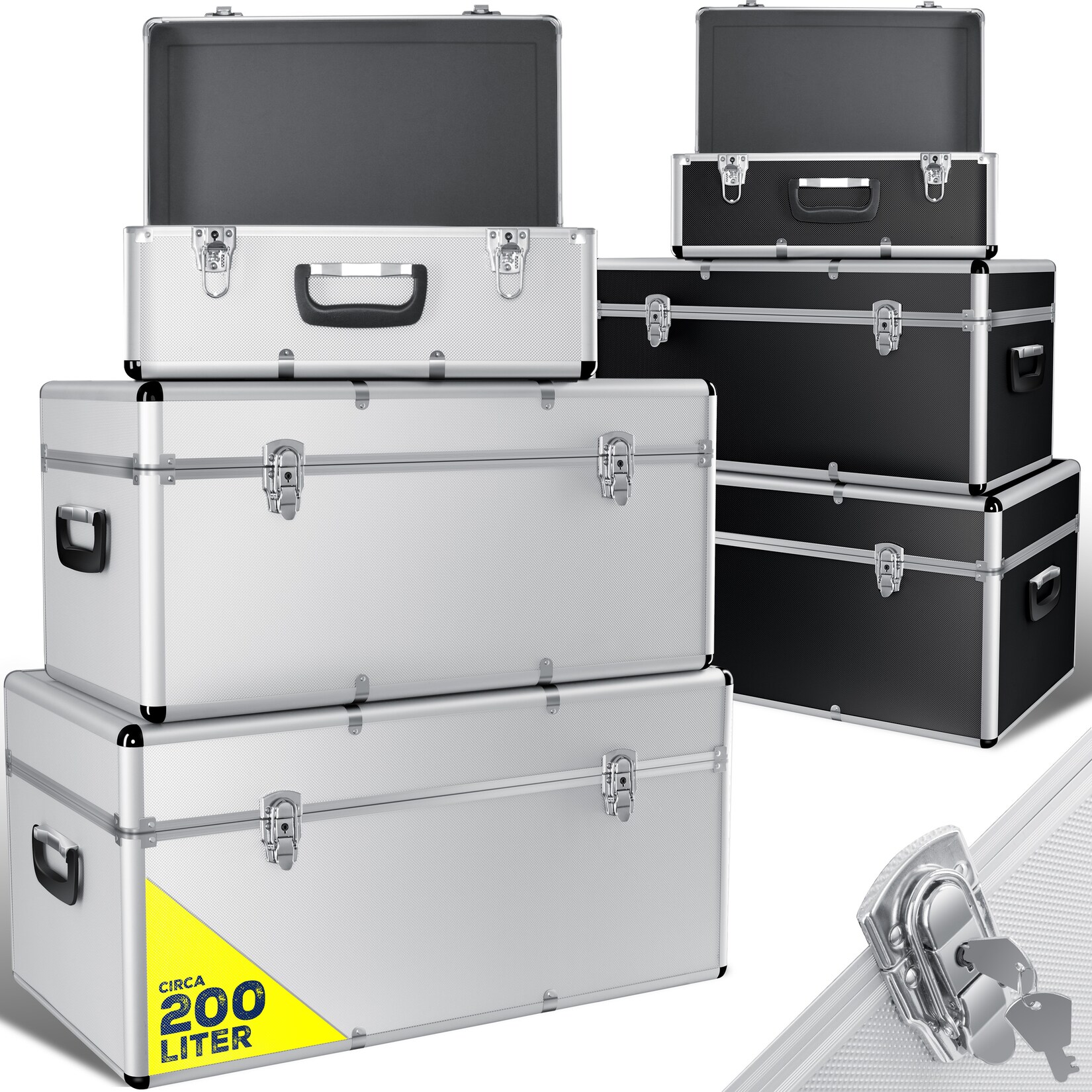 Masko® 3er SET Alu Boxen Alubox Alukiste Transportbox Werkzeugkiste Lagerbox NEU | 04260486783040