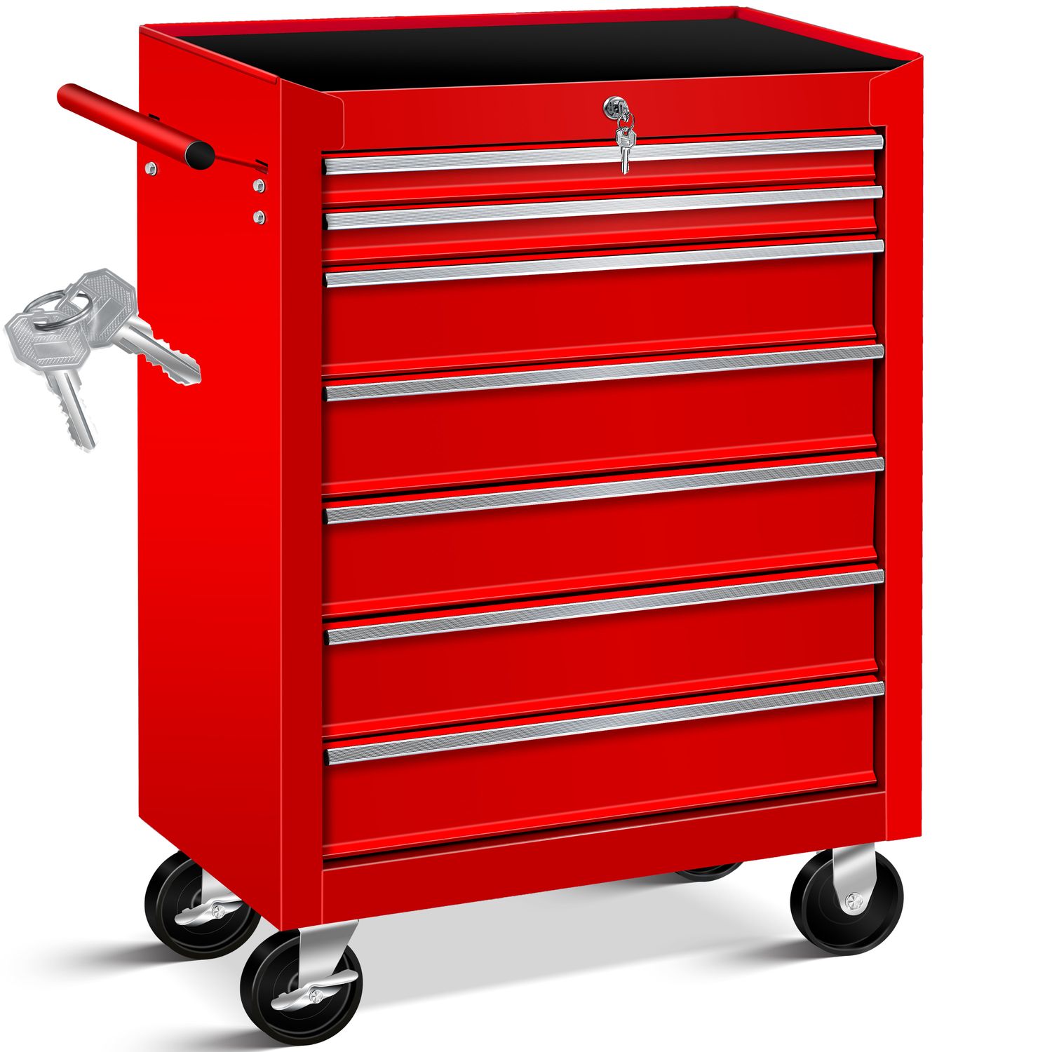 MASKO&reg; Werkstattwagen - 5 / 7 Schubladen, Abschlie&szlig;bar | Massives Metall | Mobiler Werkzeug-Wagen ohne Werkzeug | Profi Werkstatt-Wagen unbest&uuml;ckt | Rollwagen zur Werkzeugaufbewahrung mit Schloss - Bild 1
