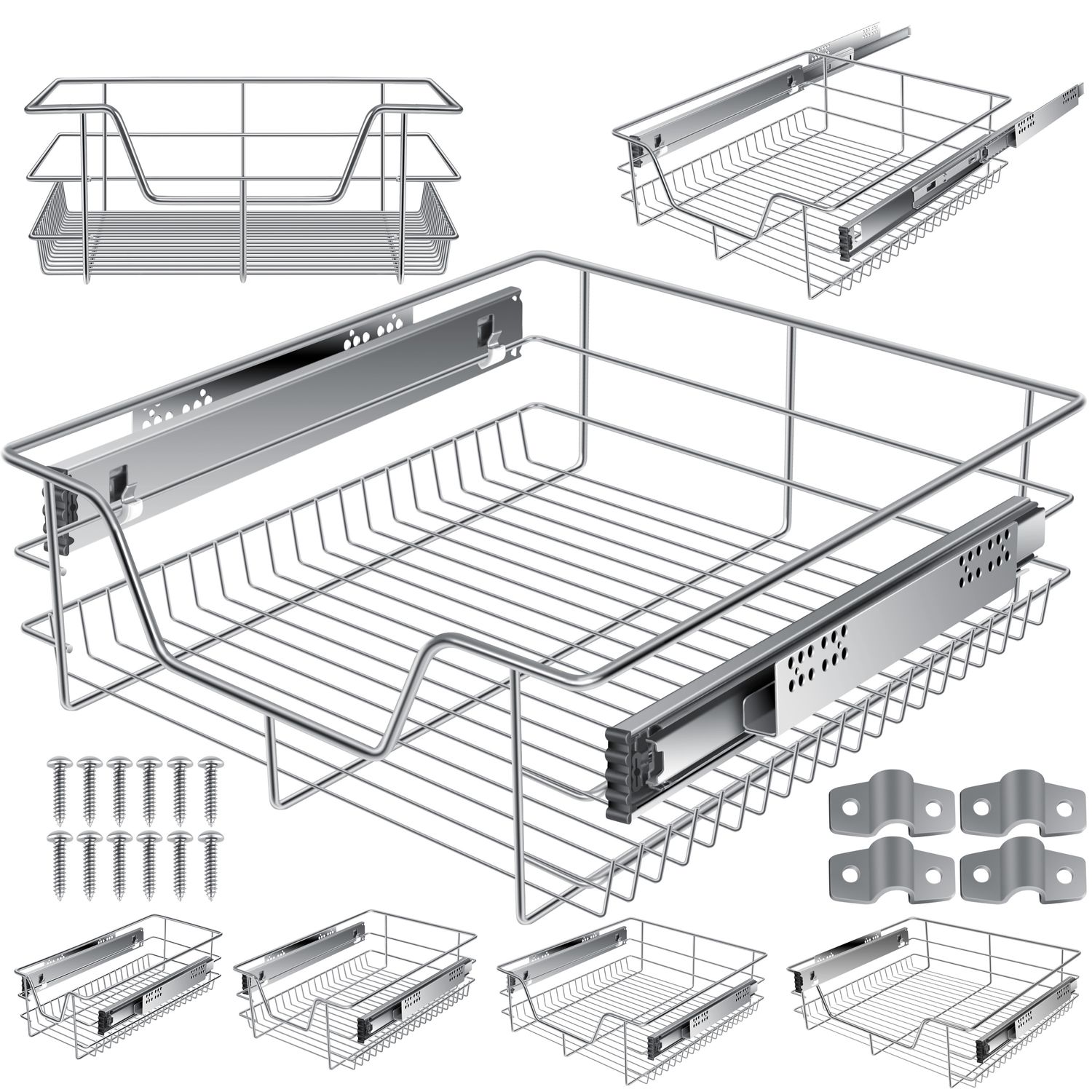 KESSER&reg; Teleskopschublade ? K&uuml;chenschublade ? K&uuml;chenschrank ? Korbauszug ? Schrankauszug ? Vollauszug ? Schublade - Bild 1