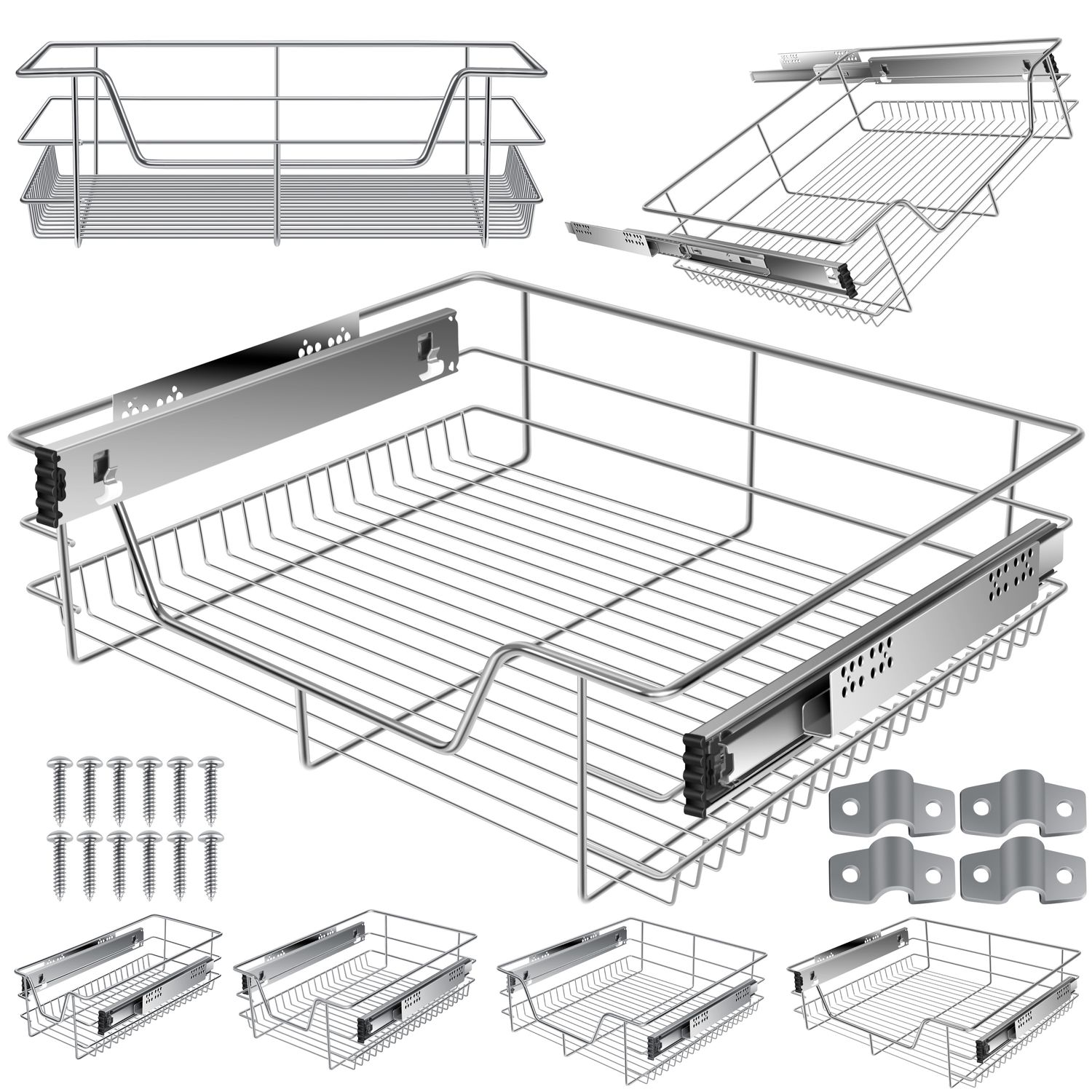 KESSER&reg; Teleskopschublade ? K&uuml;chenschublade ? K&uuml;chenschrank ? Korbauszug ? Schrankauszug ? Vollauszug ? Schublade - Bild 1